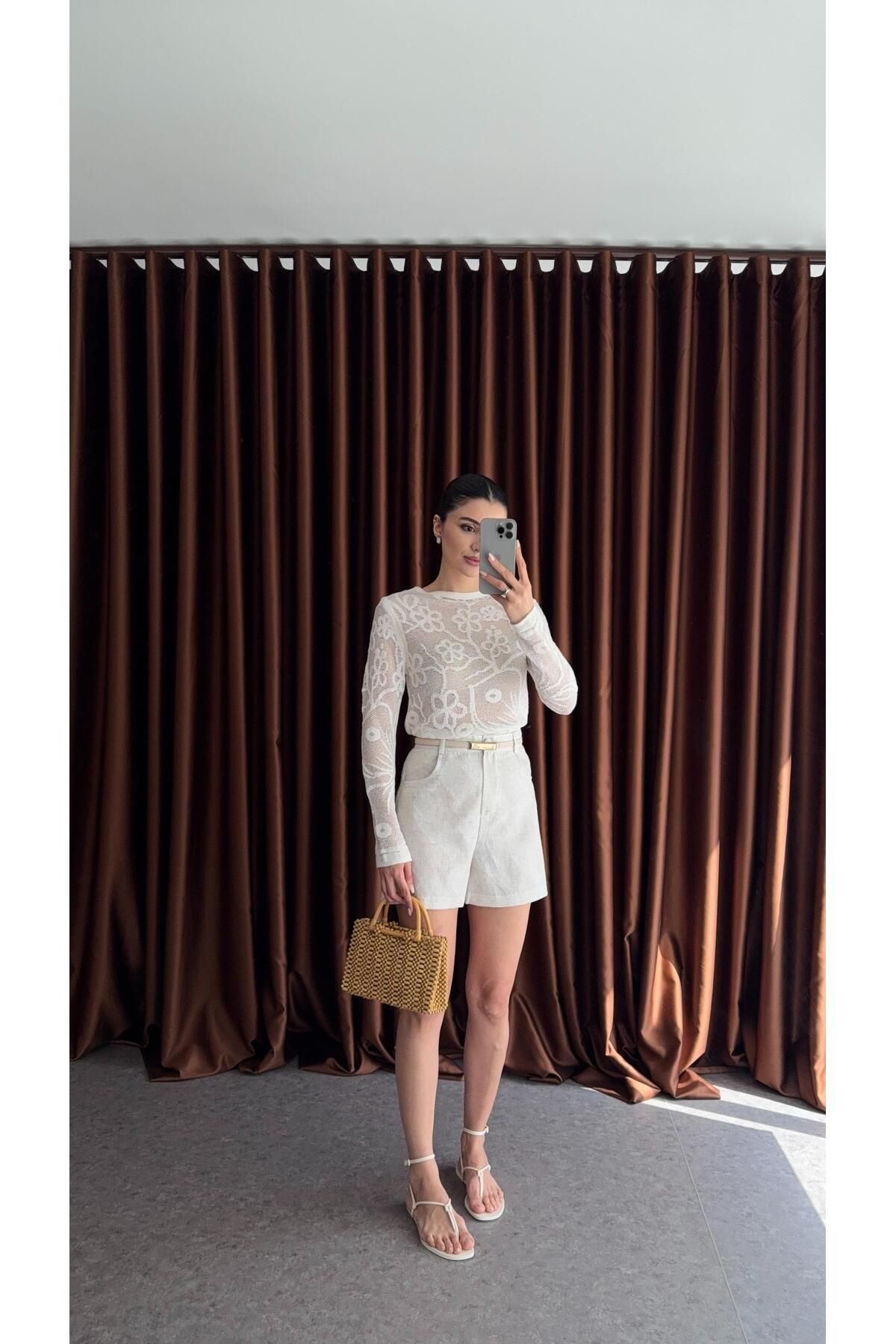 HAZELANNA Keten Naturel Şort