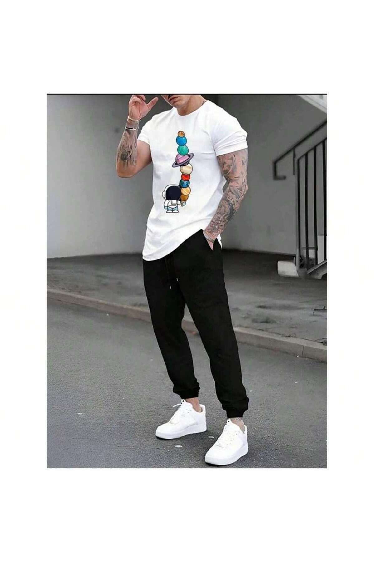 aynewmoda KOPYA - Genç erkekler için rahat tişört ve eşofman takımı, erkek çocuk giyim setlerine uygundur