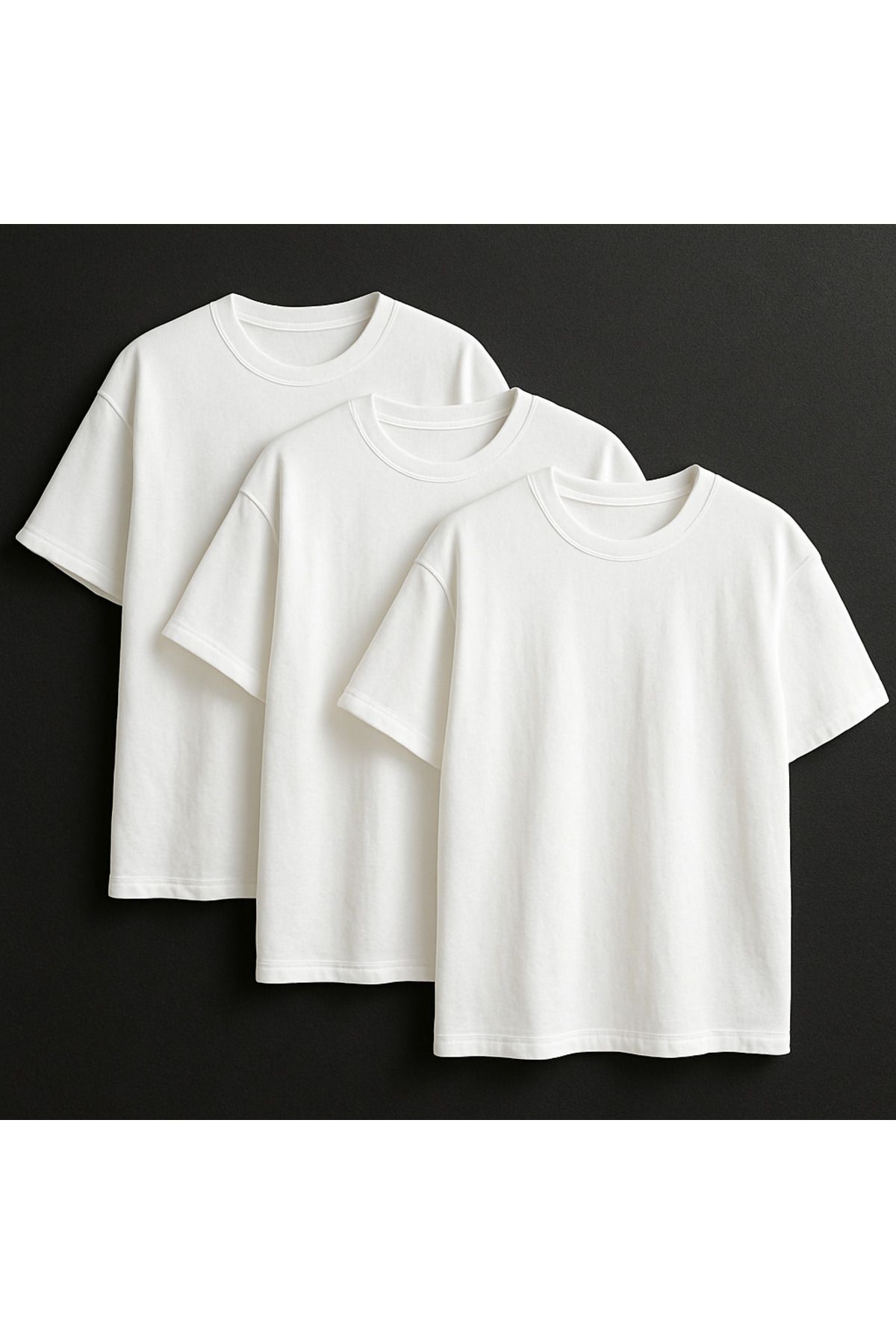 DRESSIFY MODERN 3'LÜ OVERSIZE BEYAZ TİŞÖRT