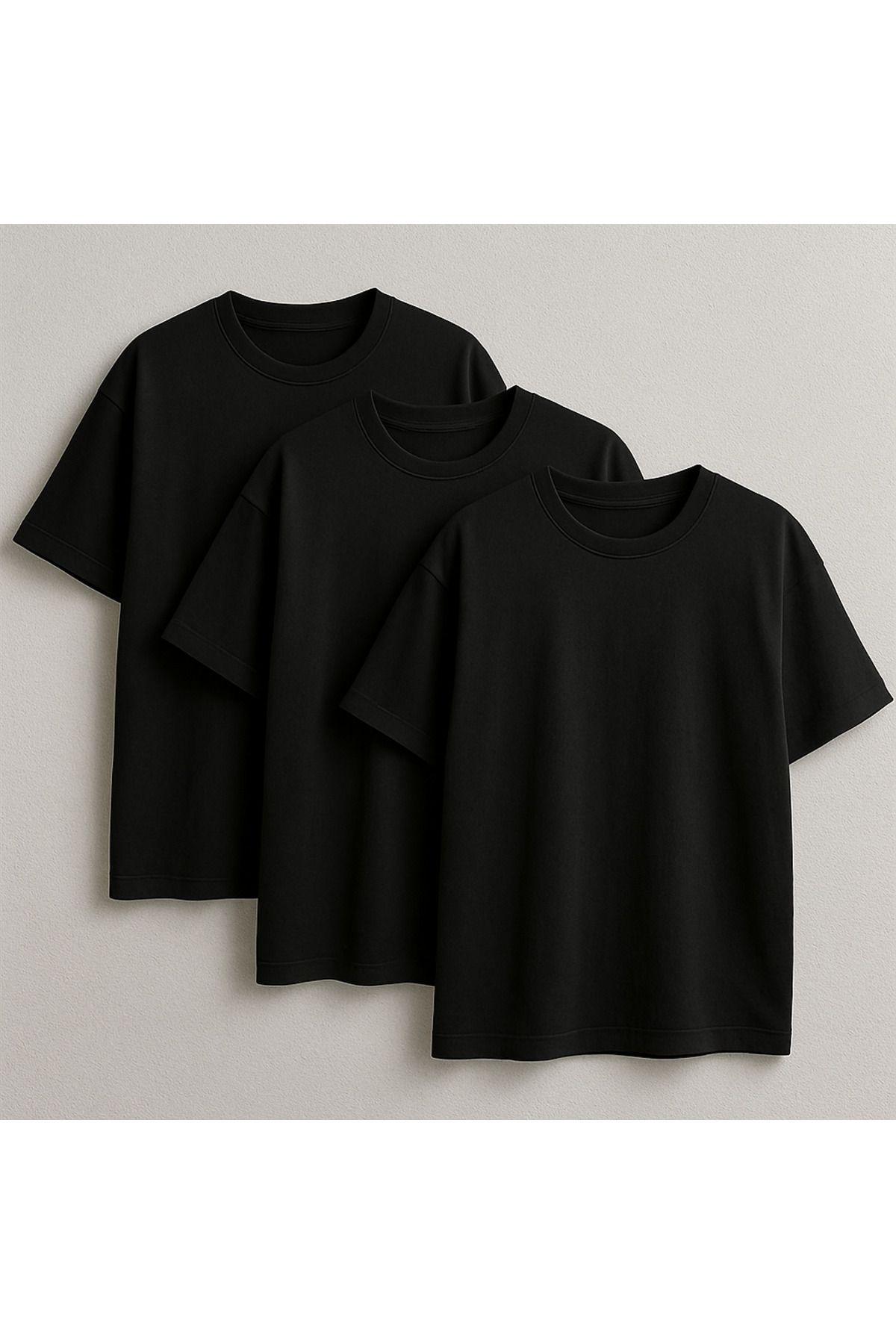 DRESSIFY MODERN 3'LÜ OVERSIZE SİYAH TİŞÖRT