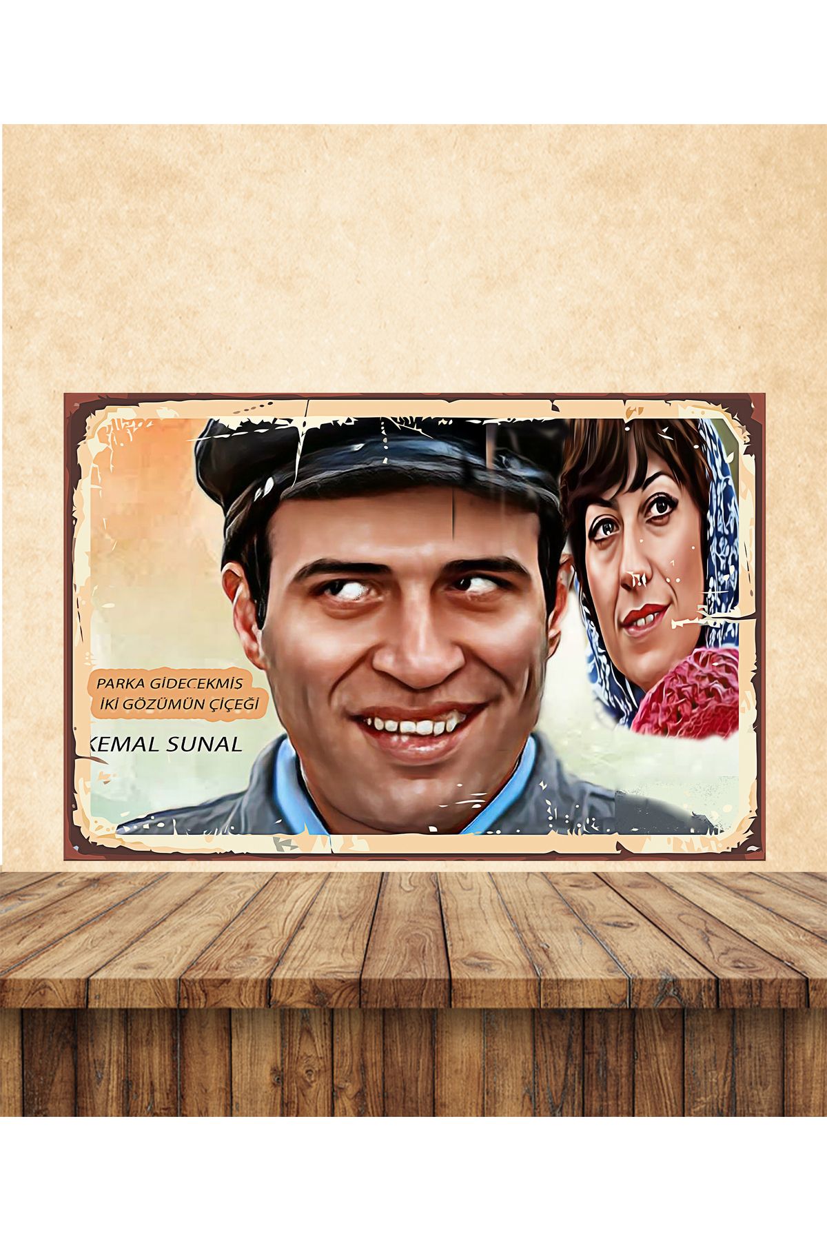 TAKIFİX Kemal Sunal Parka Gidecek iki Gözümün Çiçeği Temalı 20 x 30 CM MDF Tablo