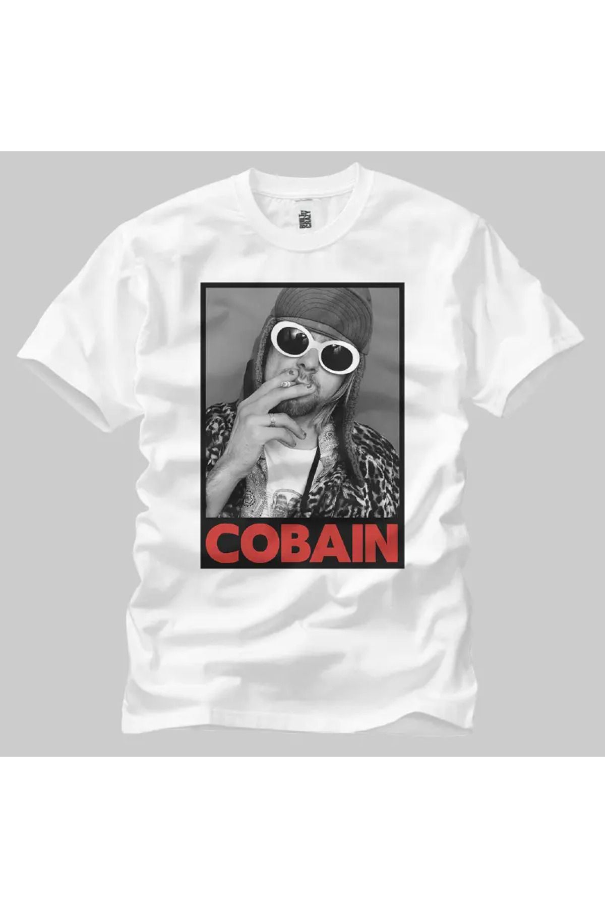Built By Crazy Nirvana Cobain Smoking Portrait Unisex Tişört