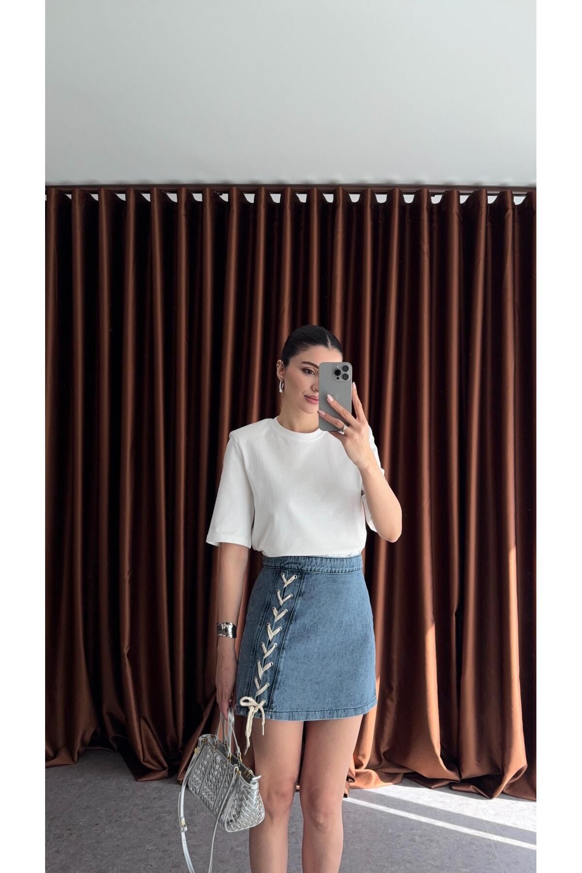 HAZELANNA Kuşgözü Denim Etek