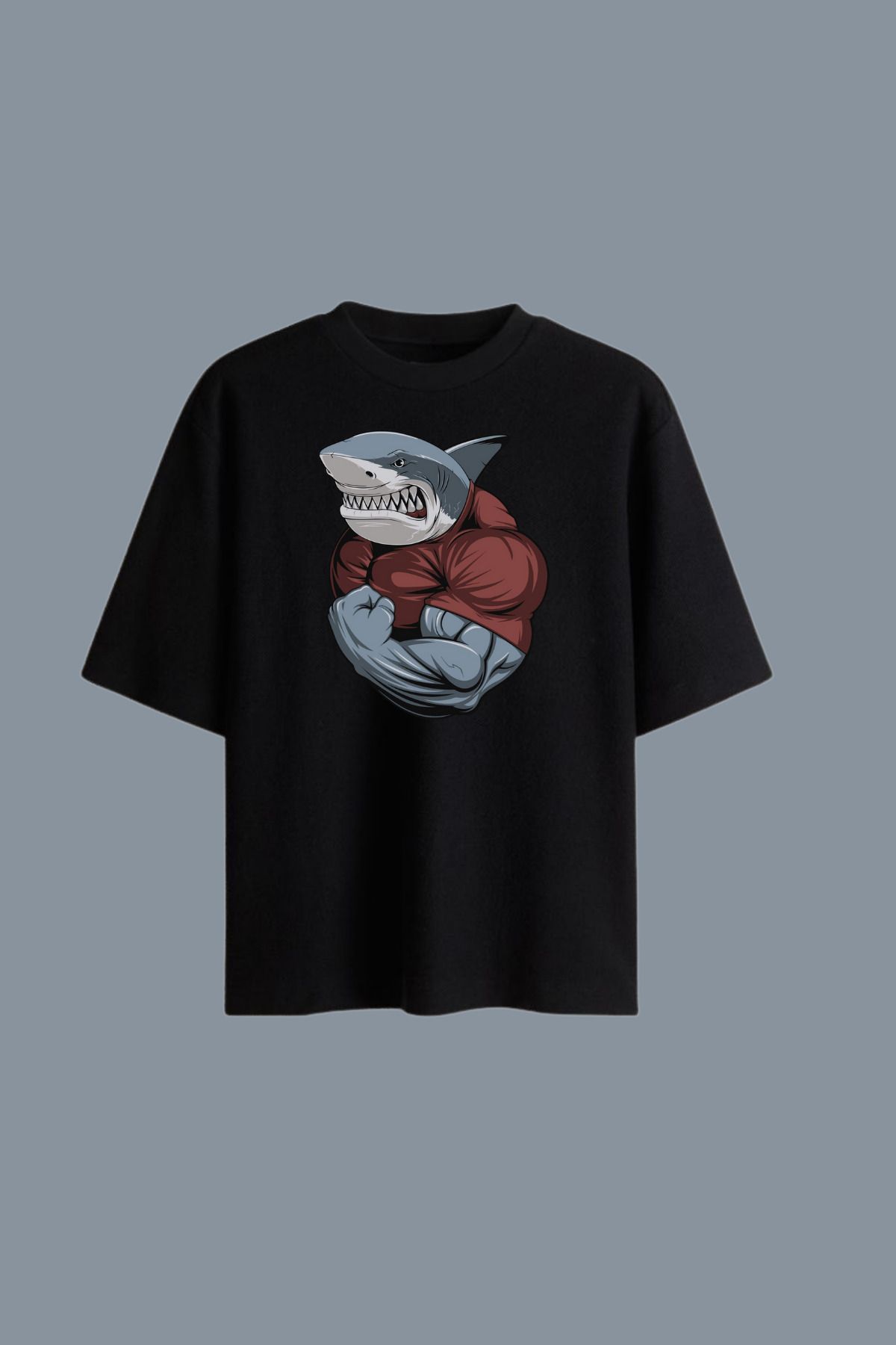 Dupe Design Shark Baskılı Oversize T-shirt