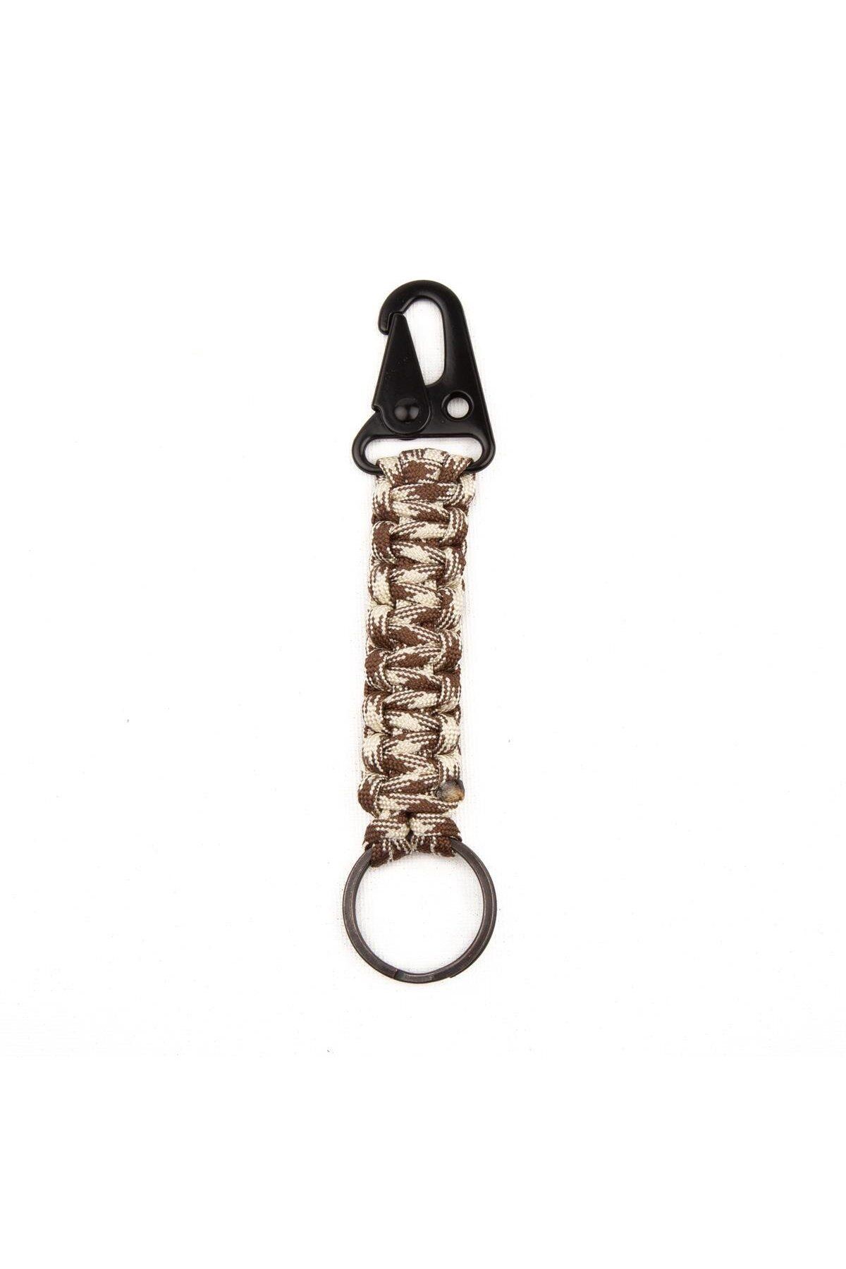 Aygır Askeri Karabinalı Paracord Anahtarlık ve Çanta Askısı - Kahve Bej Kamuflaj