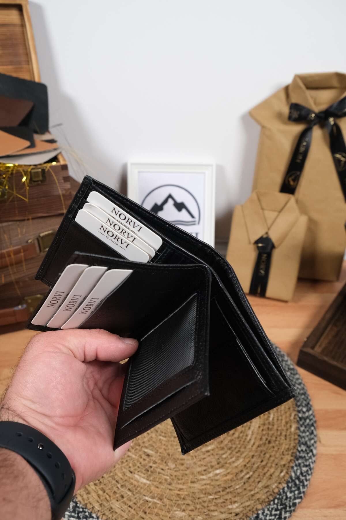 Norvi Leather Bozuk Para Gözlü Hakiki Deri Cüzdan Siyah