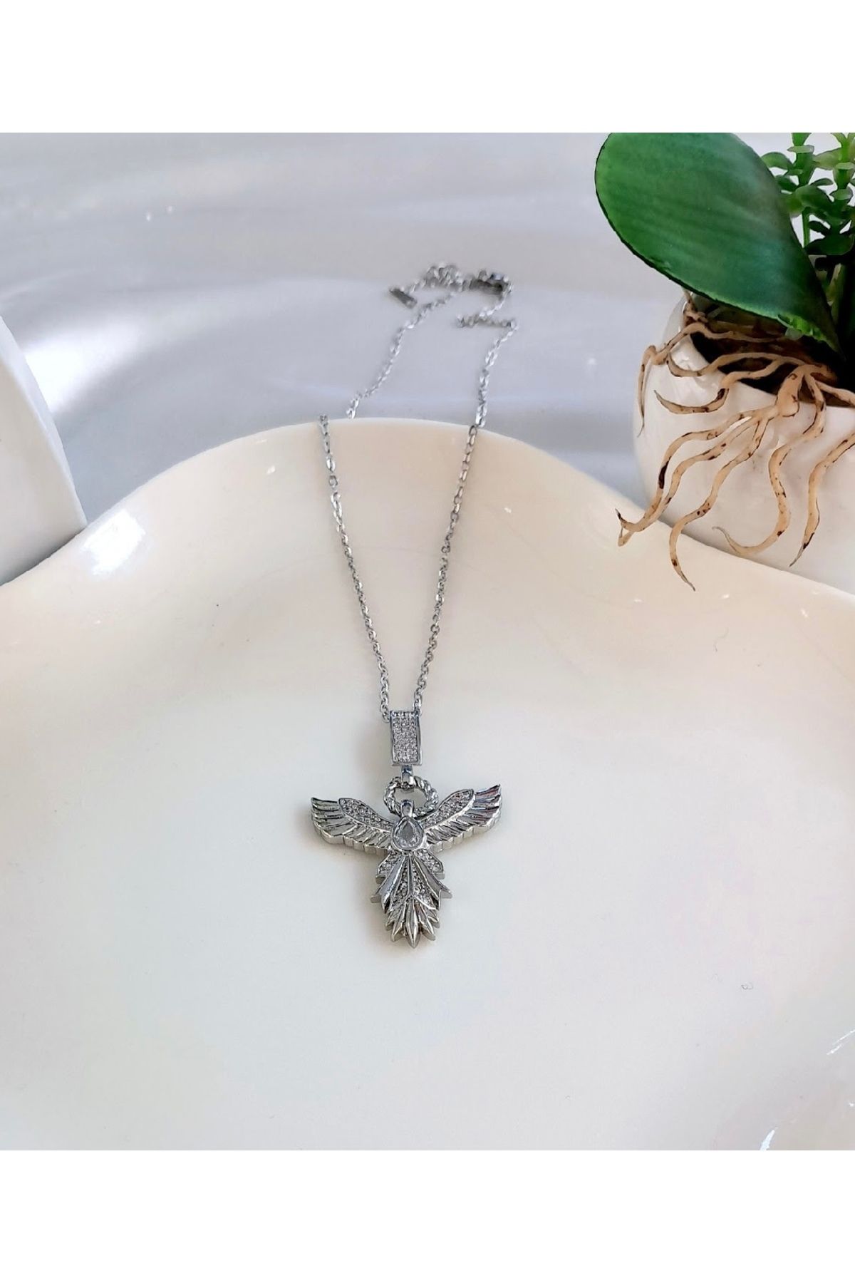 Grace Design Anka gümüş renk kadın kolye