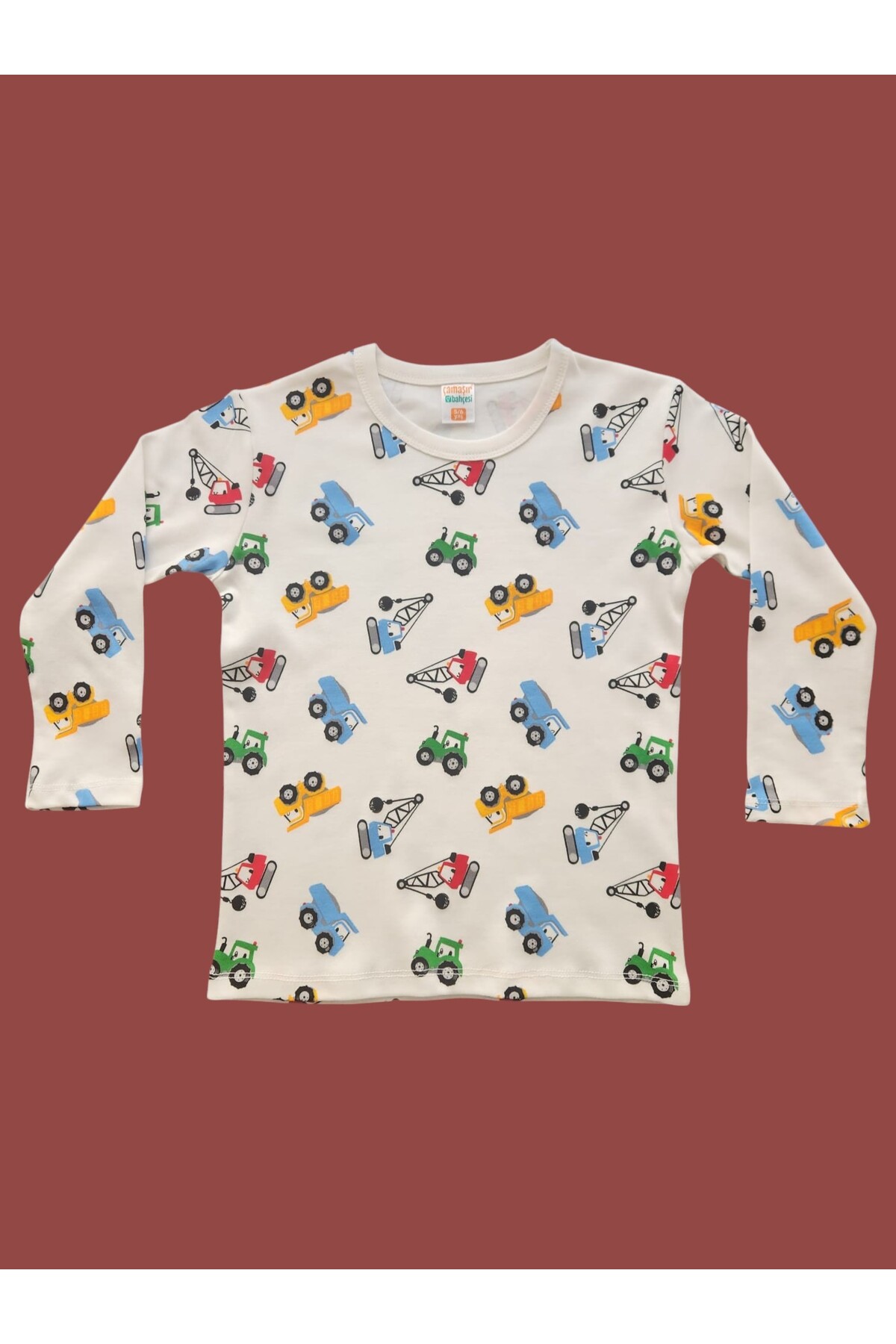 çamaşır bahçesi kendinize iyi bakın Uzun Kollu Desenli Çocuk Pijama Takım #baskılıçocukpijamatakım #çamaşırbahçesi #vinçdesenipijama fotoğrafı 2 (önizleme)