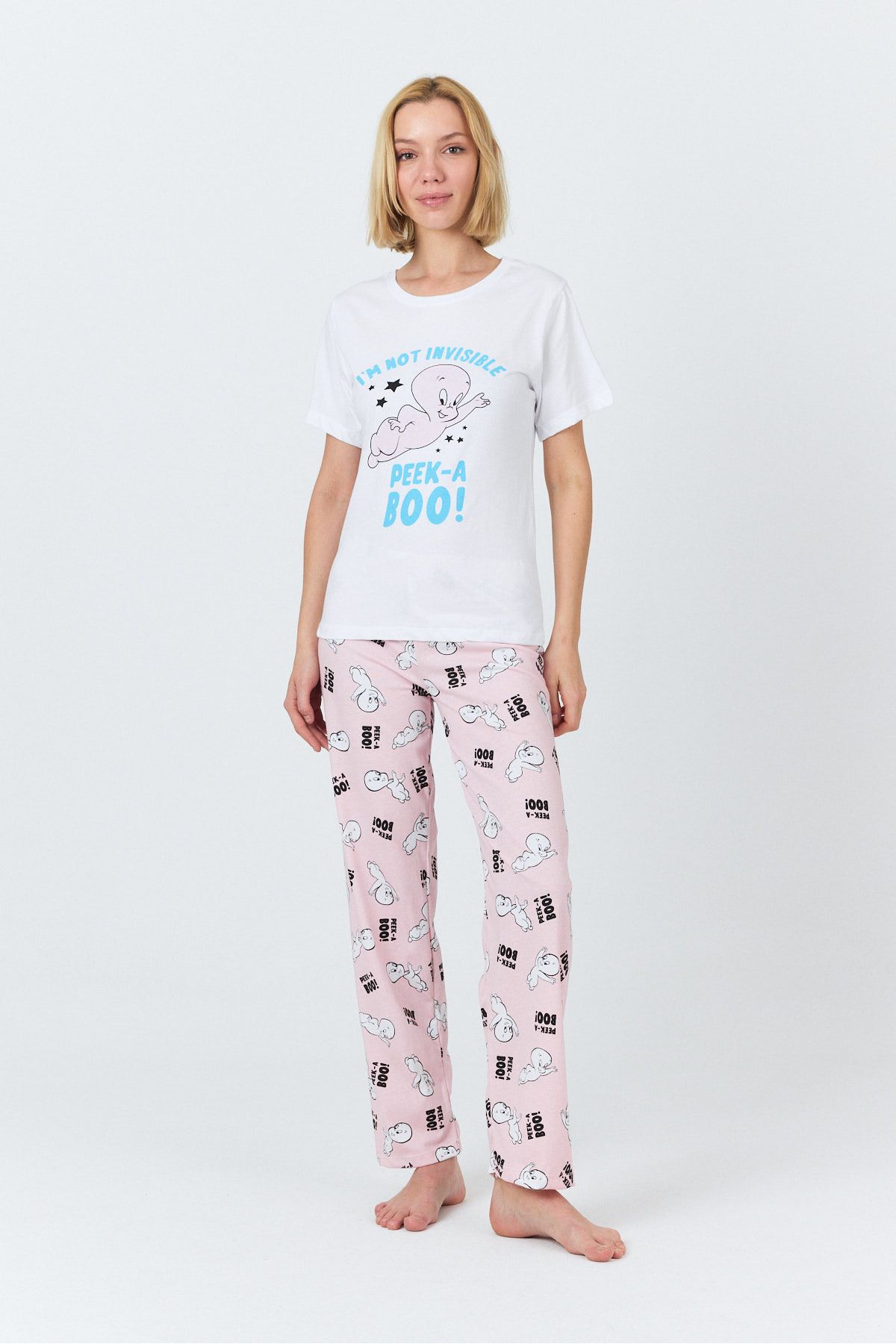 macharel jeans Kadın Kısa Kol Baskılı Pijama Takımı