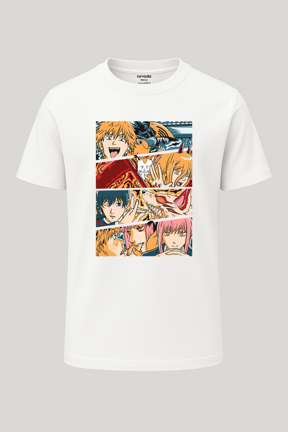 nirvoda Unisex Hunters Chainsaw Baskılı Tişört - Anime T-shirt