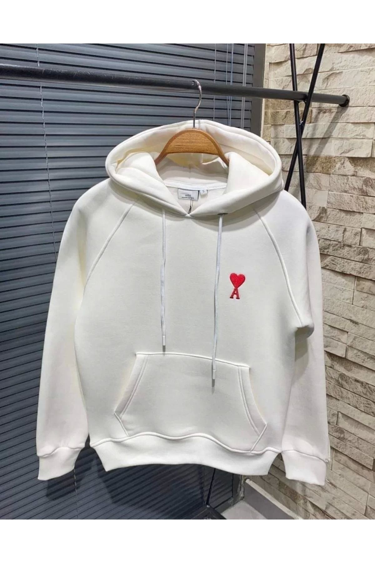 MODA Unisex Kapşonlu Baskılı Sweetshirt - Beyaz