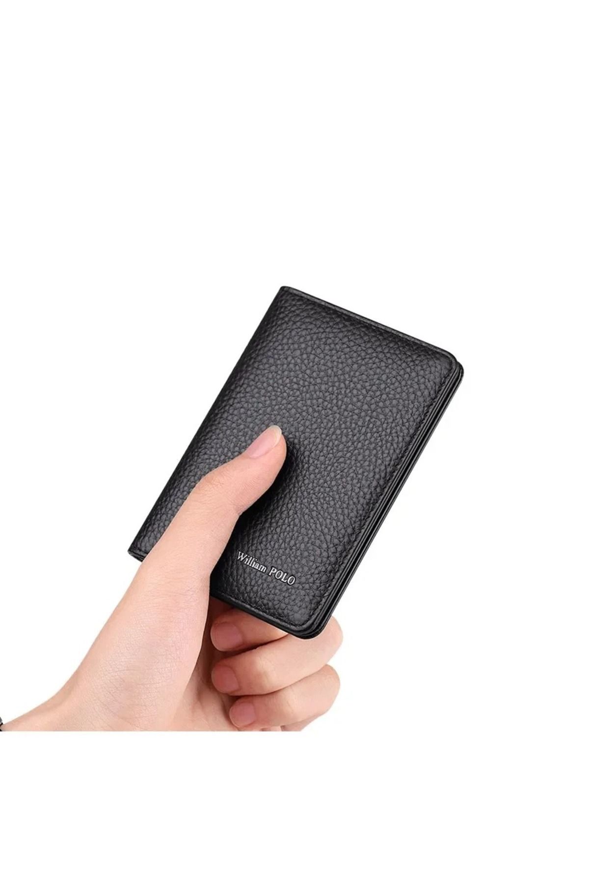 William Polo-Made in Italy Genuine Leather Short Men's Wallet Card Holder Premium Classic Small Size Black Men's 2