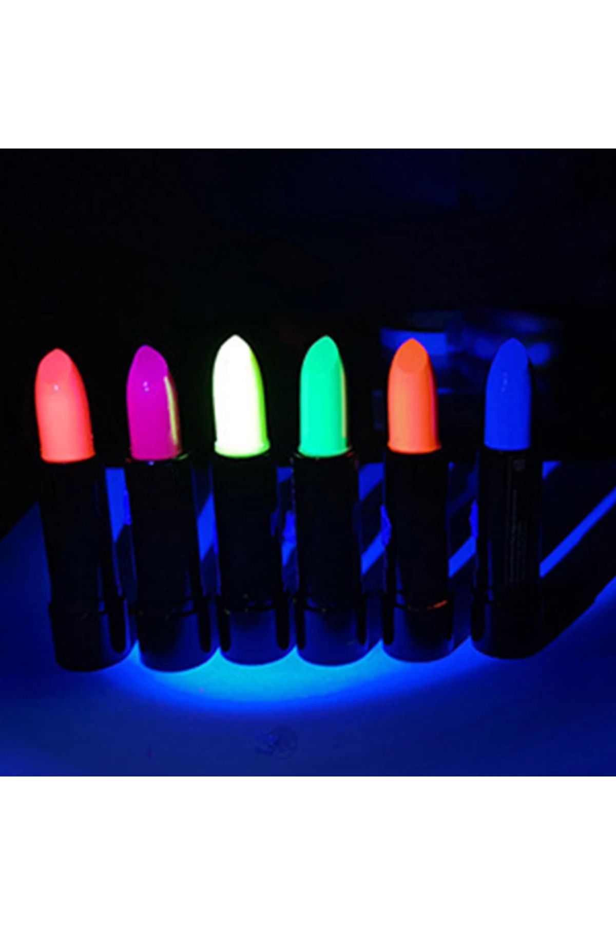 Avantaj Kapıda ® Karanlıkta Parlayan Yanan UV Neon Ruj Yüz Boyama 6 Adet 6 Renk (Parti Temalı)