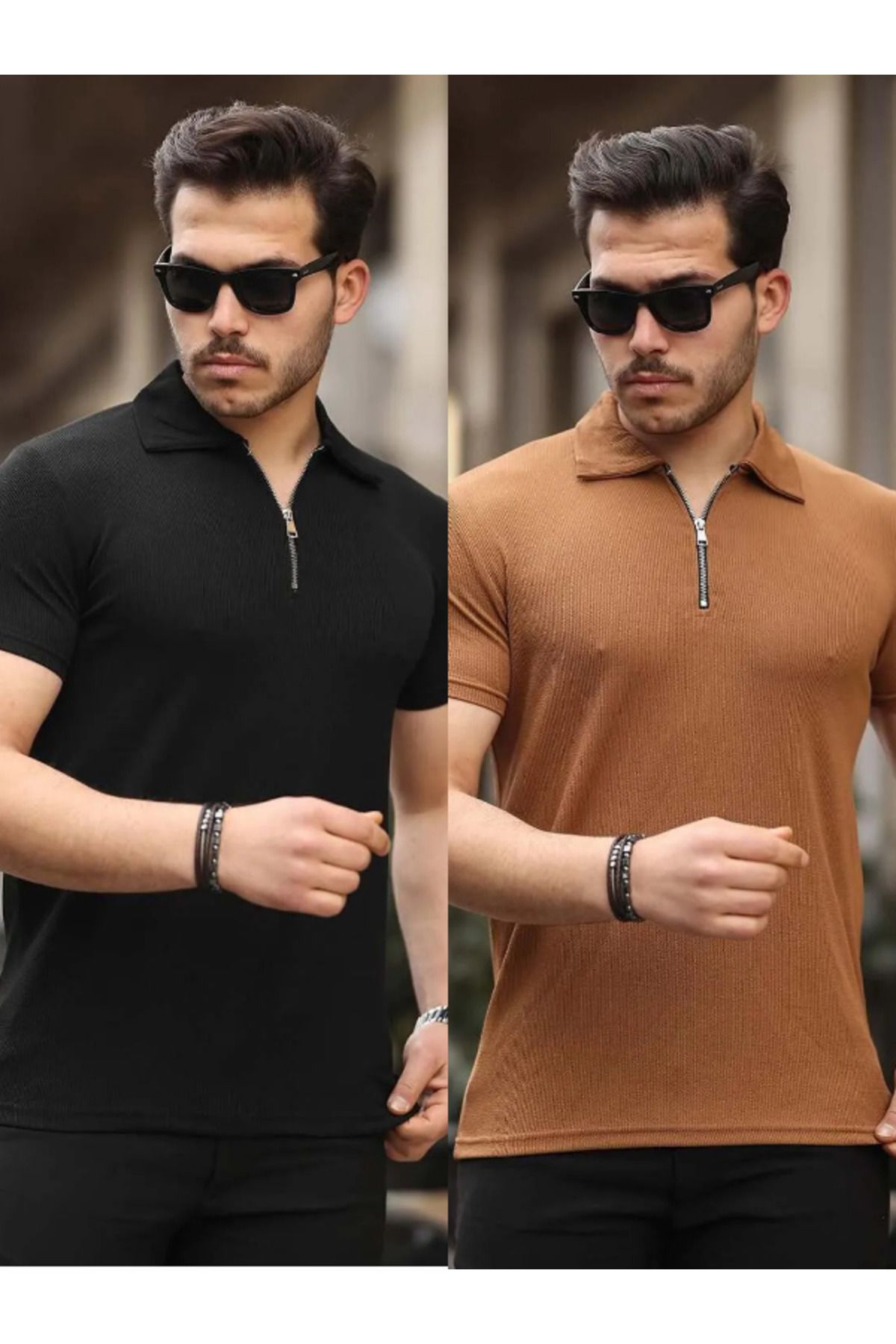 Liberto Erkek Yarım Fermuarlı Polo Yaka Casual Tişört – Şık ve Rahat Yazlık Model 2'li Paket