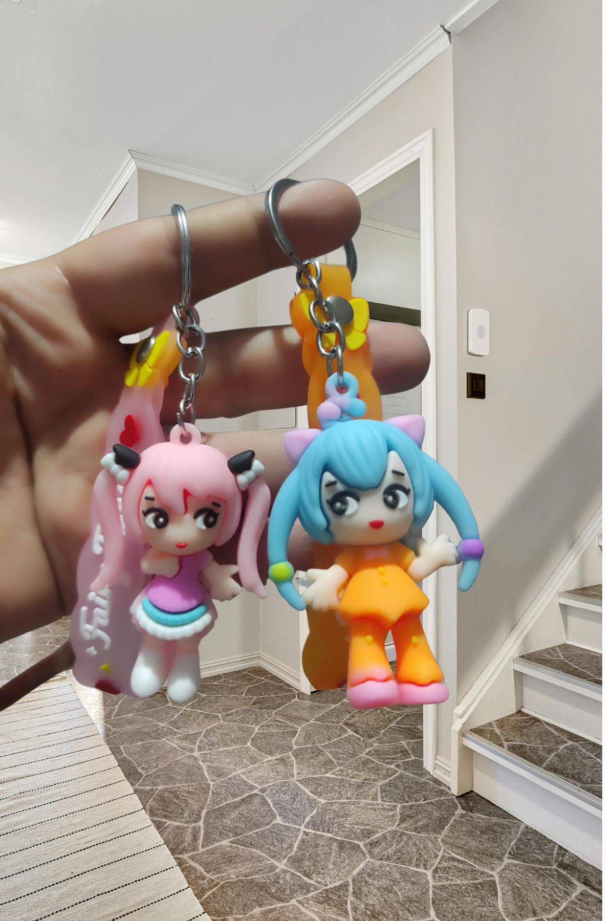 Birmem Sevimli Anime Kız 3d Anahtarlık Seti (2 Adet) Renkli ve Tarz Sahibi!