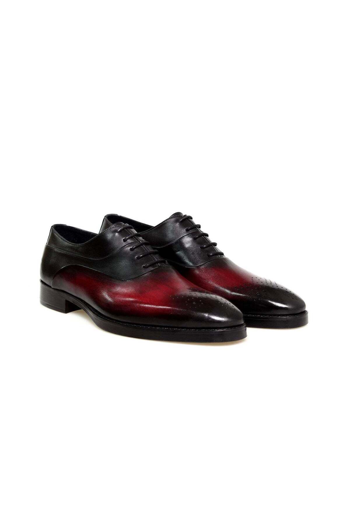Butik BORDO VE SİYAH RENK BAĞCIKLI HAKİKİ DERİ ERKEK AYAKKABI