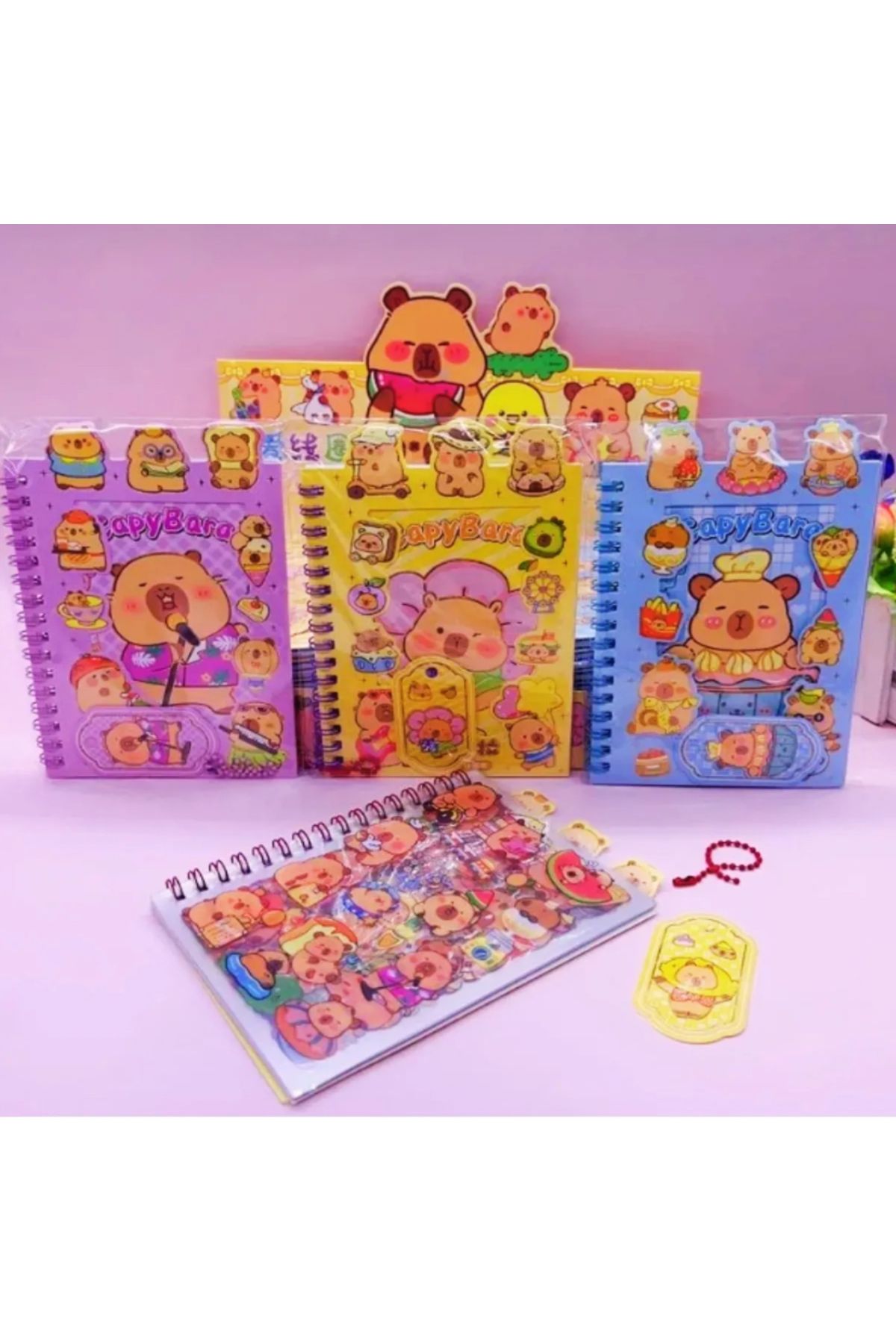 synshop Capybara Kapibara Sticker Etiket Çıkartma 16 Sayfa (300 adet) Su Geçirmez+Opak 8 Sayfa Not Defteri
