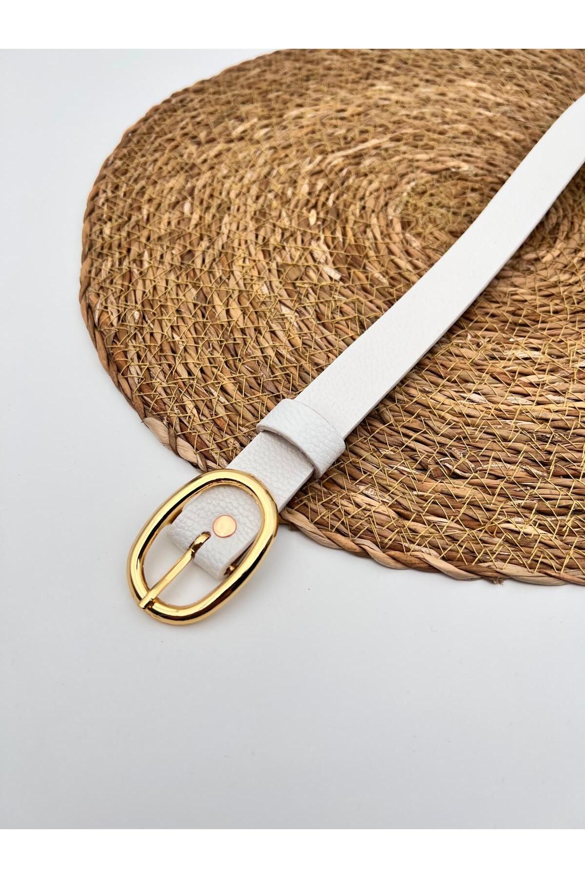 Descoin Oval Gold Tokalı Kadın Kemeri,Pantalon Kemeri,Ceket Kemeri,Gömlek kemeri