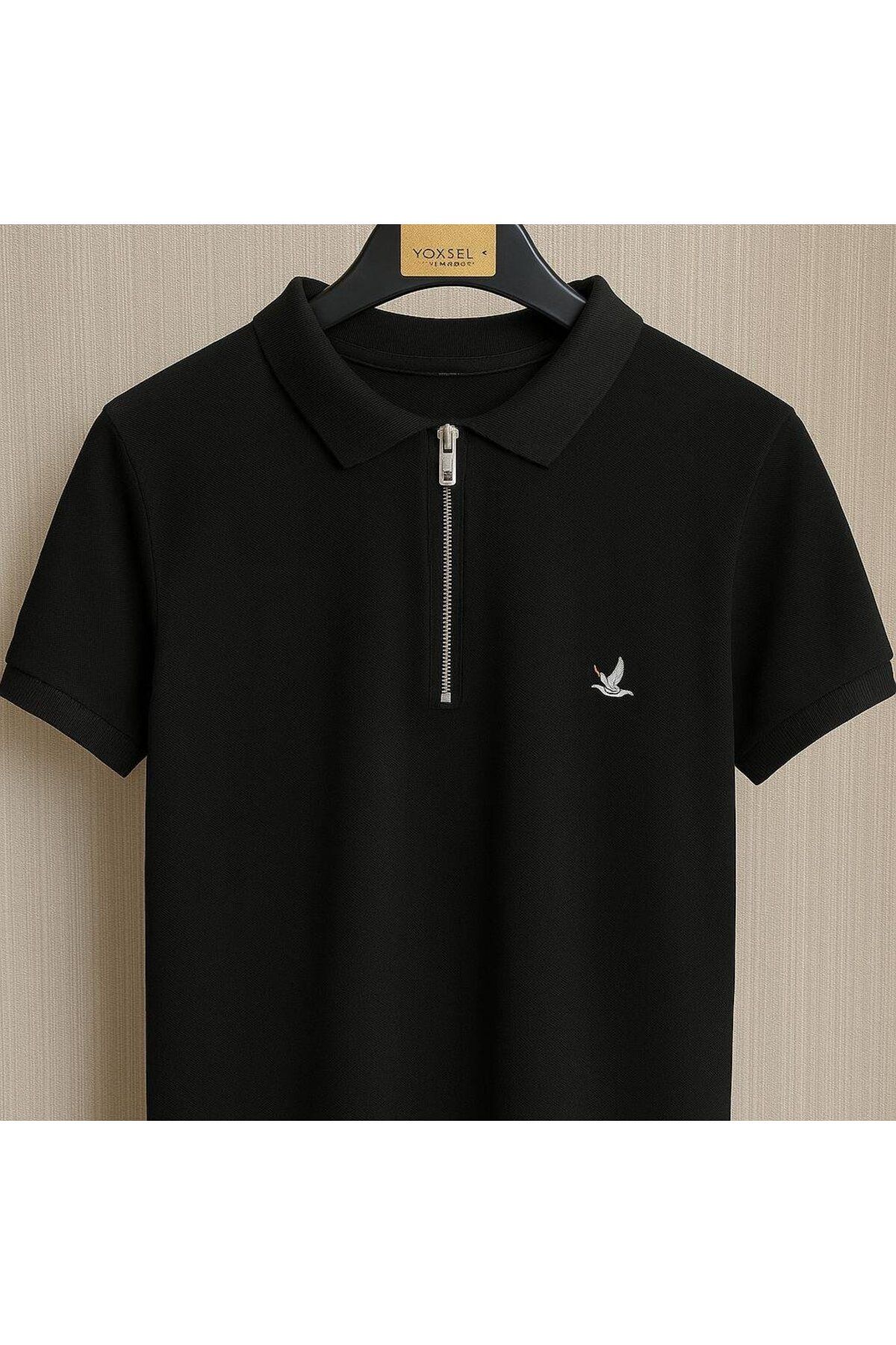 Yuksektopuklarboutique BYMN Polo Yaka Siyah Tişört