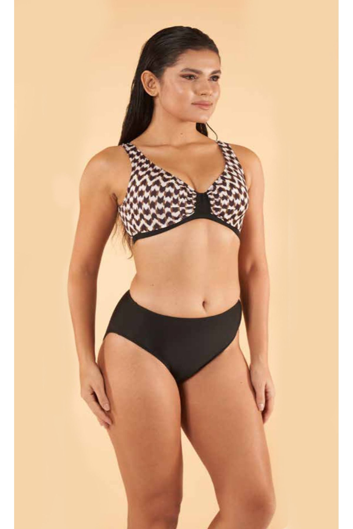 Fily İç Giyim ESTİVA Çift Renk Kalın Askılı Bato Slip Büyük Beden Bikini Takım