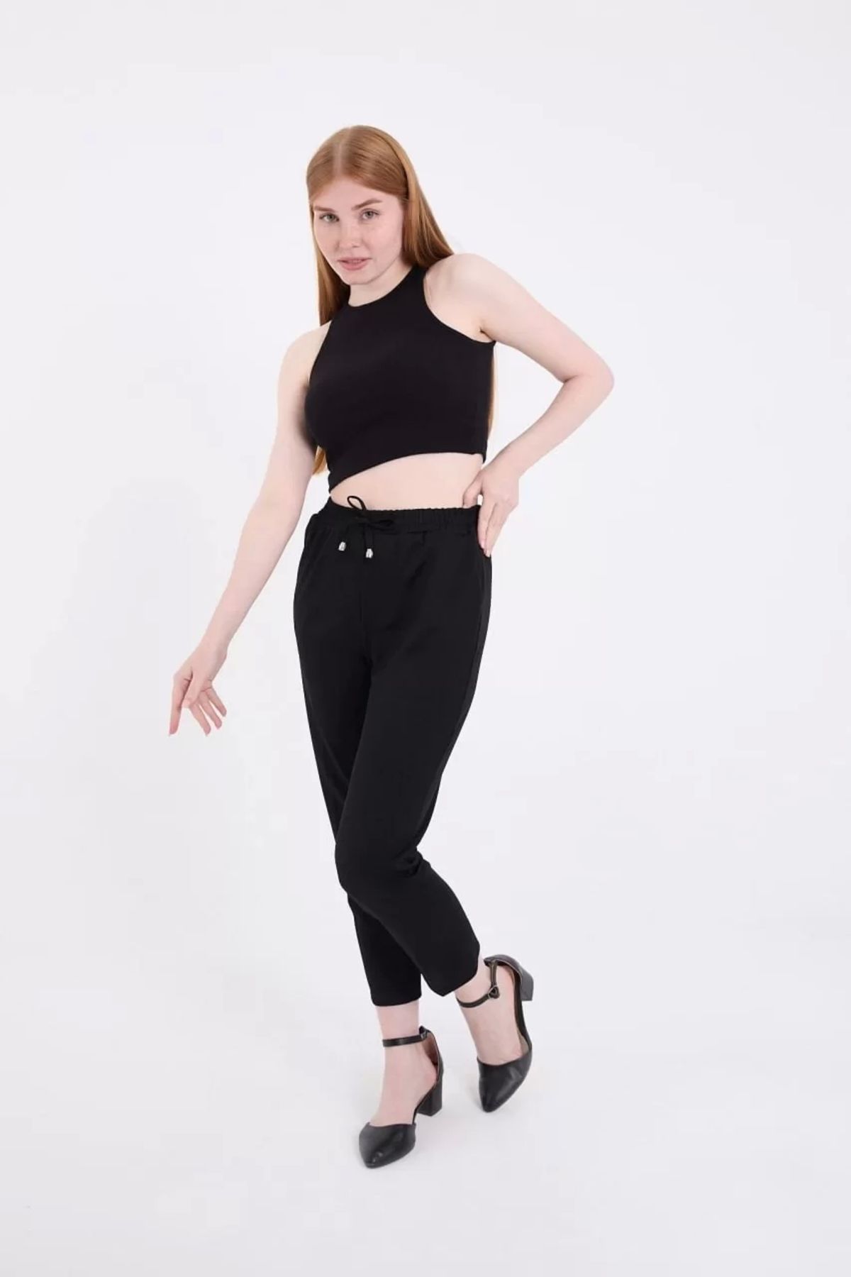 MODA Kadın Tam Kalıp Basic Eşofman Pantolon - Siyah