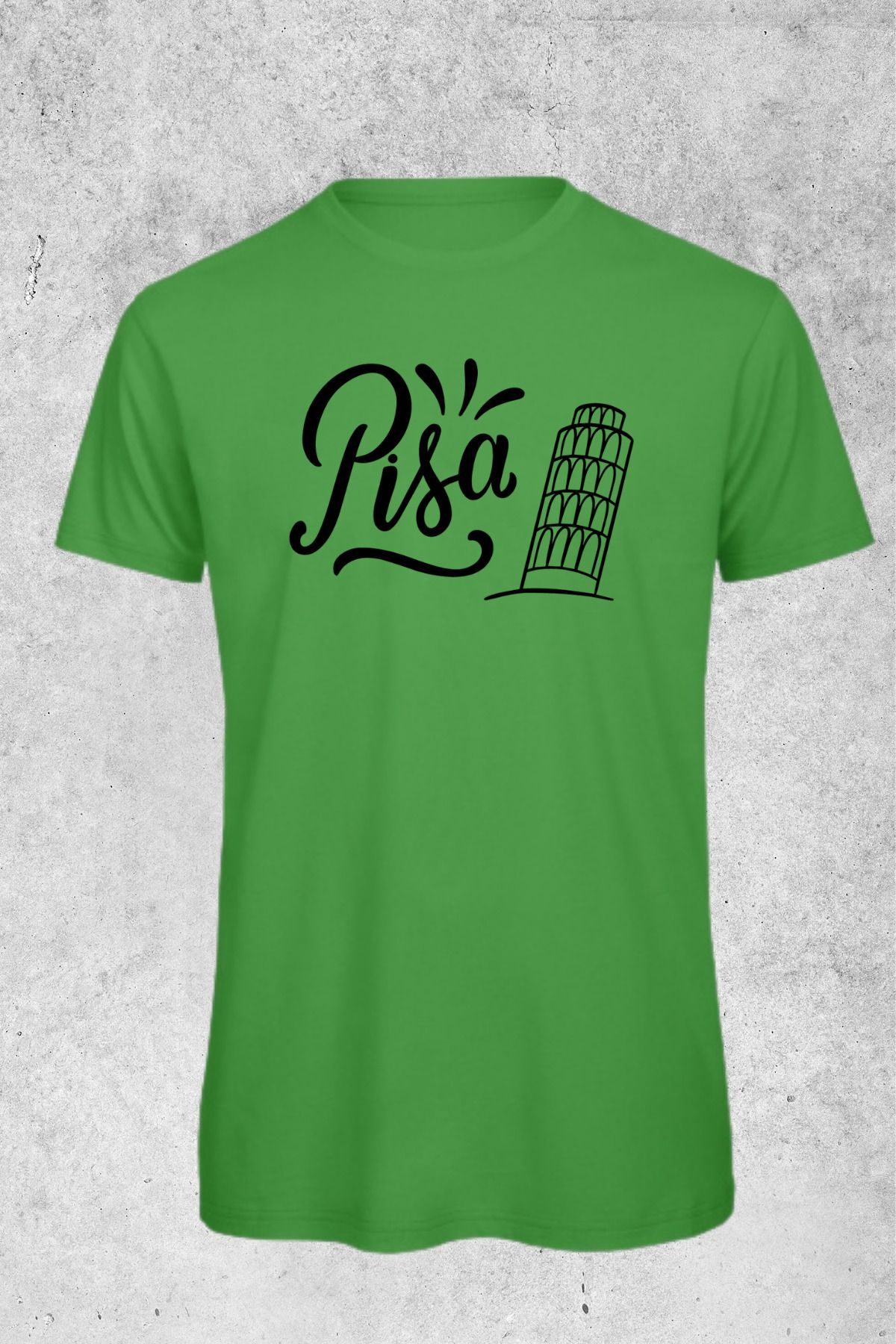 MOLICO Basic unisex sıfır yaka kısa kollu Pisa baskılı tshirt
