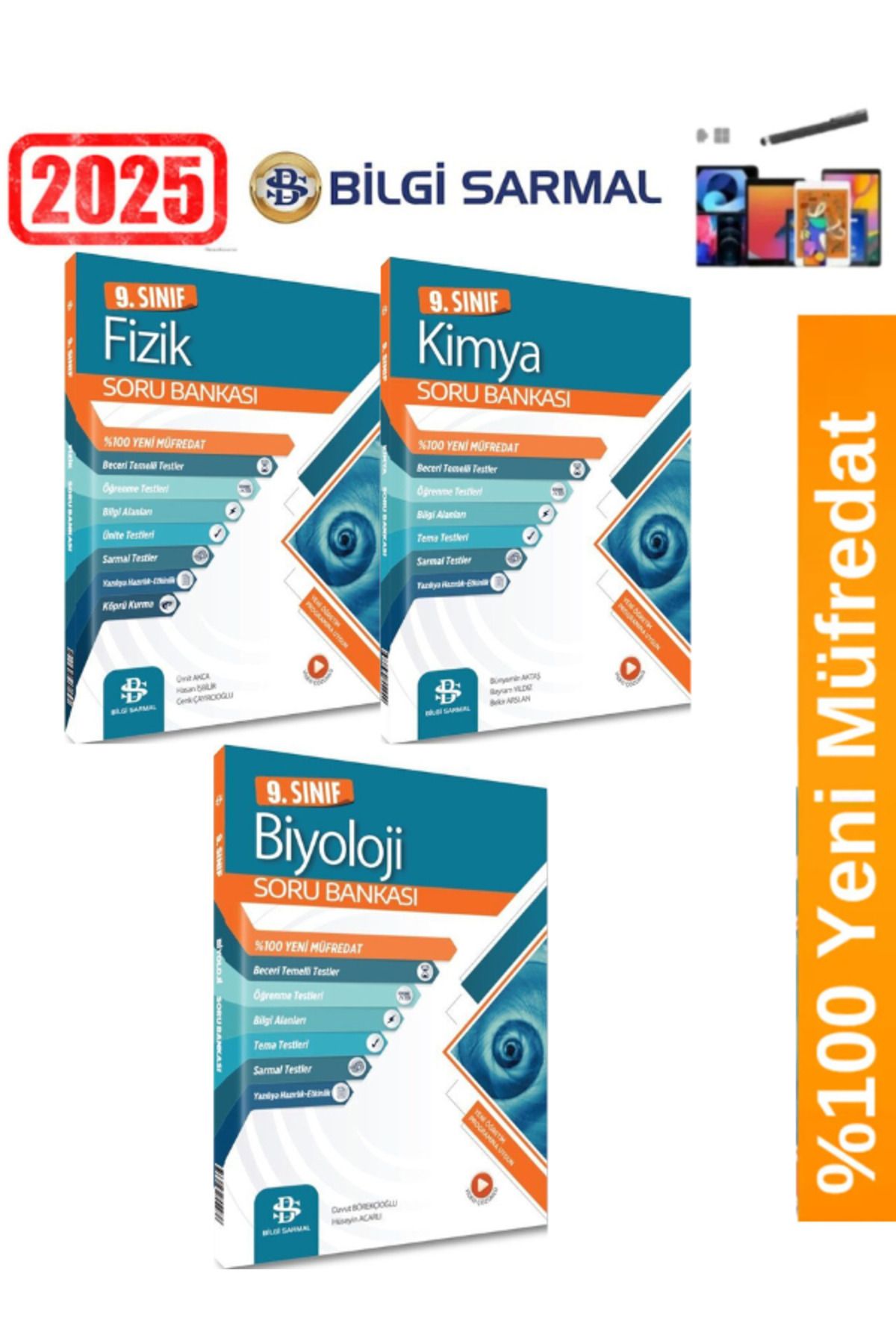 Bilgi Sarmal Yayınları 2025 9.Sınıf Fizik-Kimya-Biyoloji %100 Yeni Müfredat Soru Bankası Seti(3 Kitap)+Android Kalem