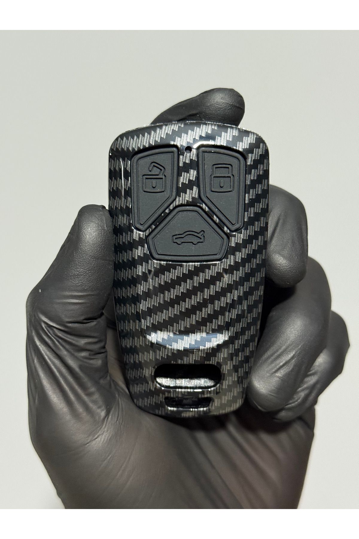 Luxe Aksesuarr Audi Smart Yeni Model B9 A4 A5 Q5 Q7 3 Buton Koruma Anahtar Kumanda Karbon Fiber Kılıf