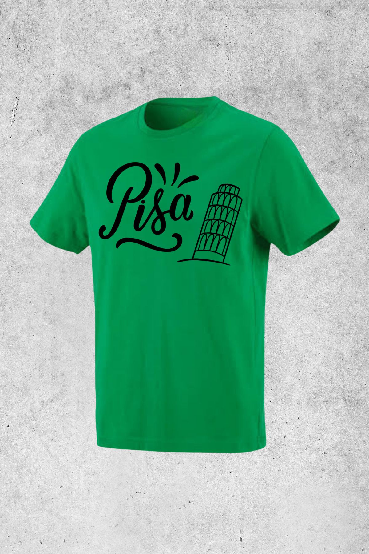 MOLICO Basic unisex sıfır yaka kısa kollu Pisa baskılı tshirt