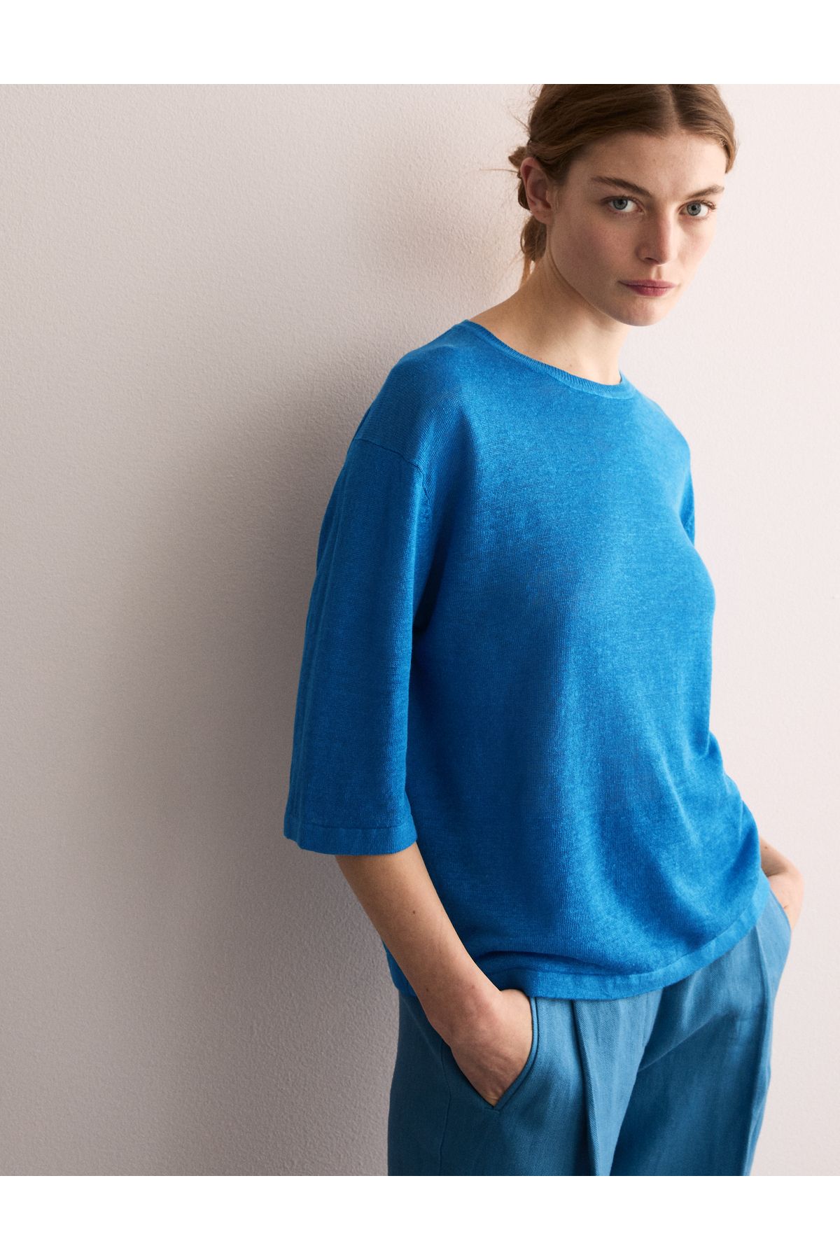 Marks & Spencer Saf Keten Dokulu T-Shirt