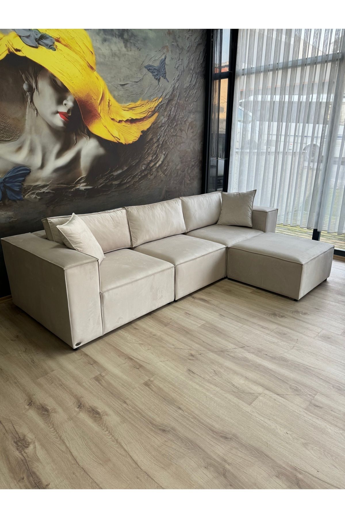 Erduran Mobilya Angelo 3 modül+ puf sırt minderli köşe koltuk takımı