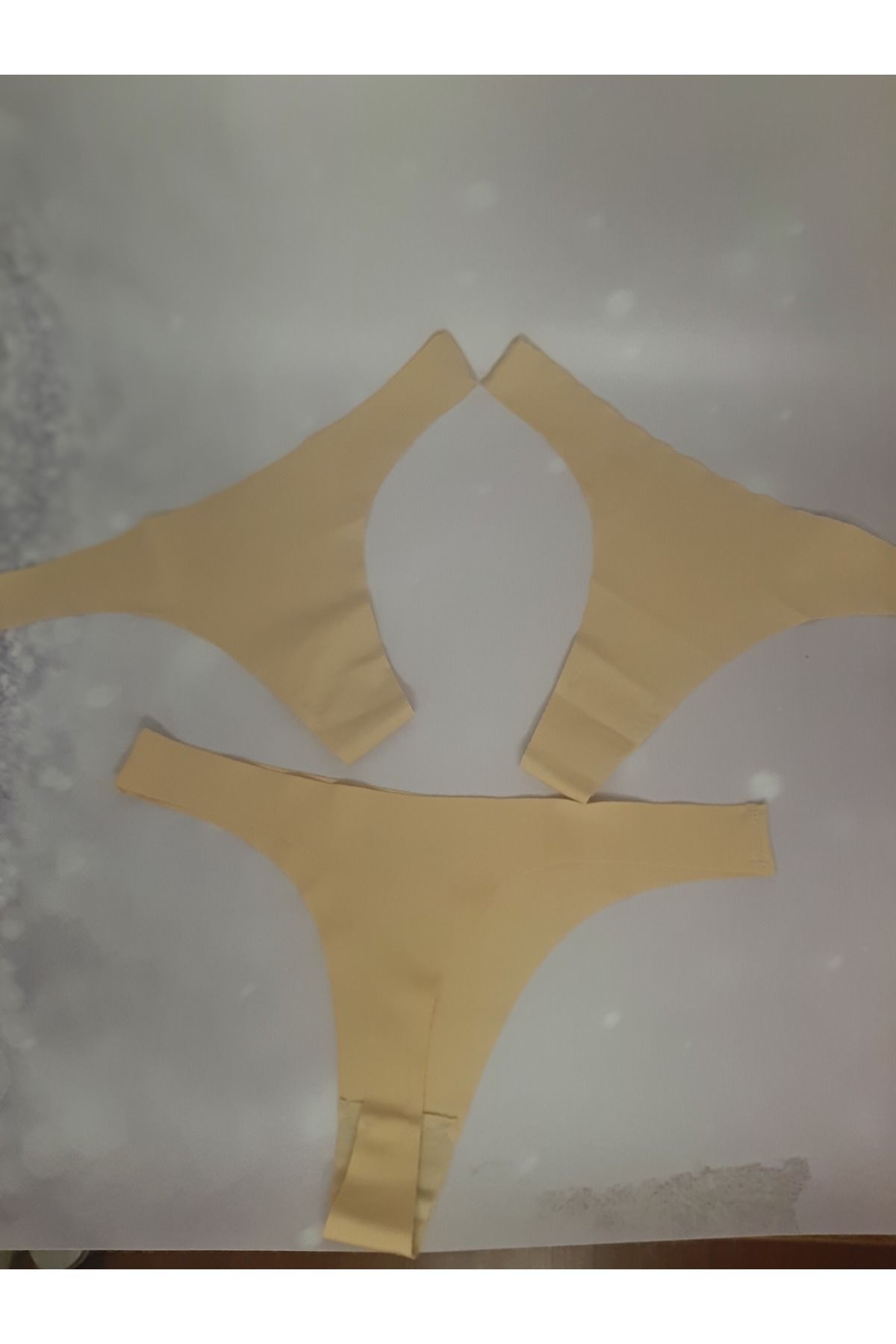 Butik Ten rengi 3'lü lazer kesim tanga kadın külot