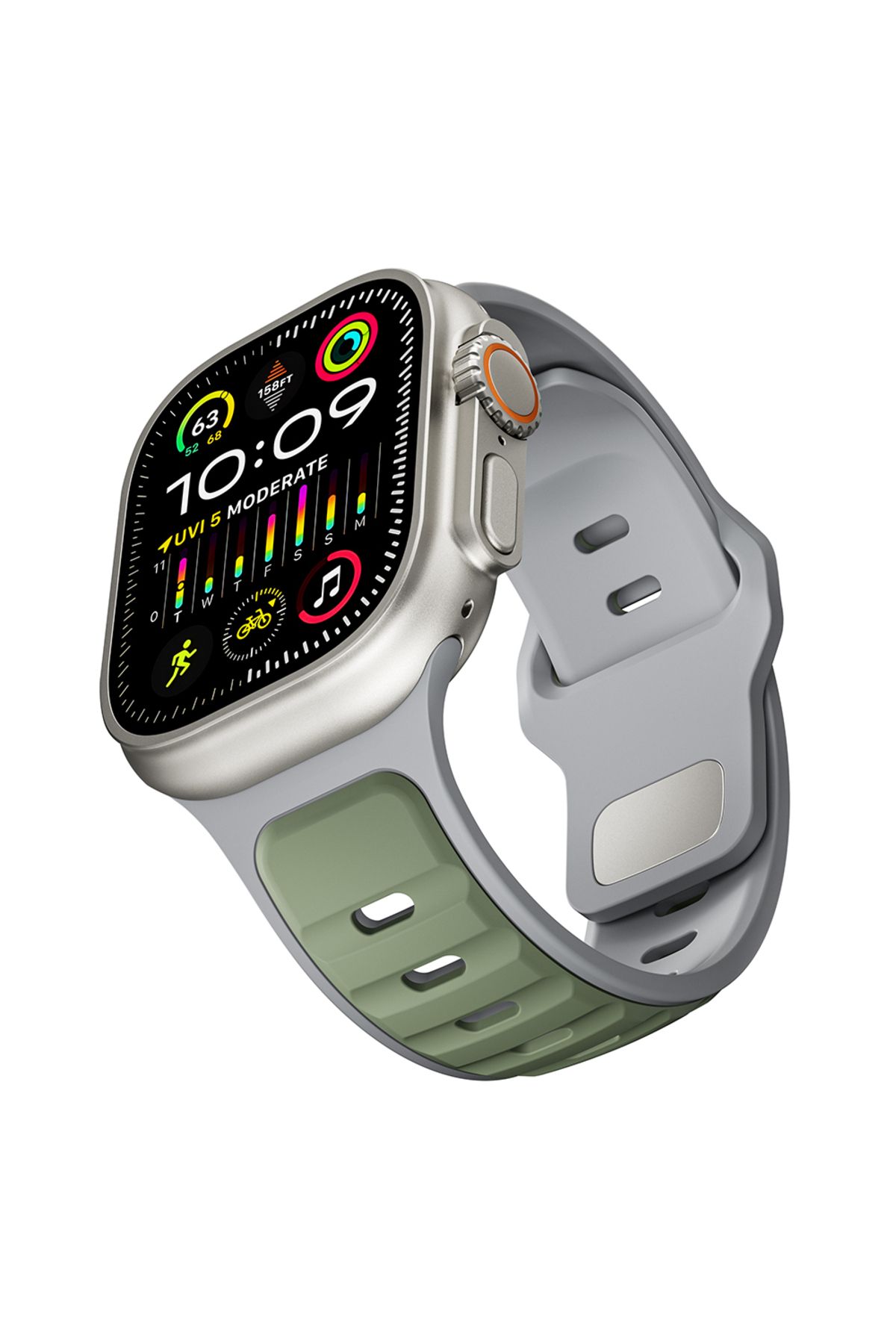 Strap U Apple Watch 3/4/5/6/7/8/9/10/se/ultra/ultra2 44mm/46mm/49mm Uyumlu Ergonomik Tasarım Silikon Kordon