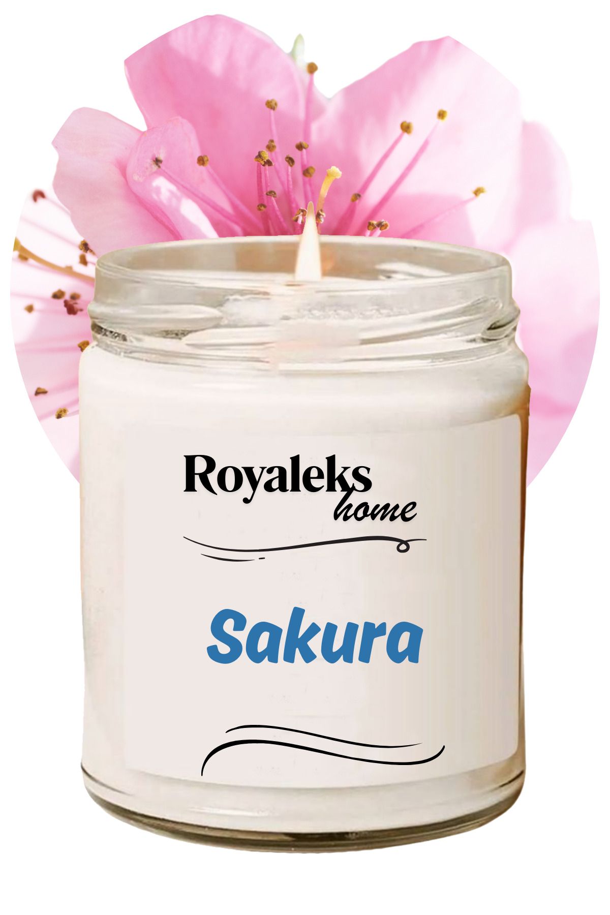 Royaleks Doğal Özel Seri Kokulu Dekoratif Kavanoz Mum 210 cc - Sakura - RYL