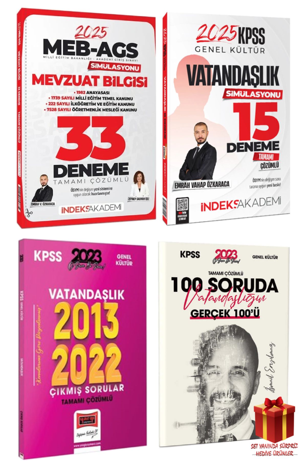 İndeks Akademi 2025 İndeks Akademi MEB AGS Mevzuat Deneme+Vatandaşlık Deneme+Çıkmış Sorular+100 Soruda