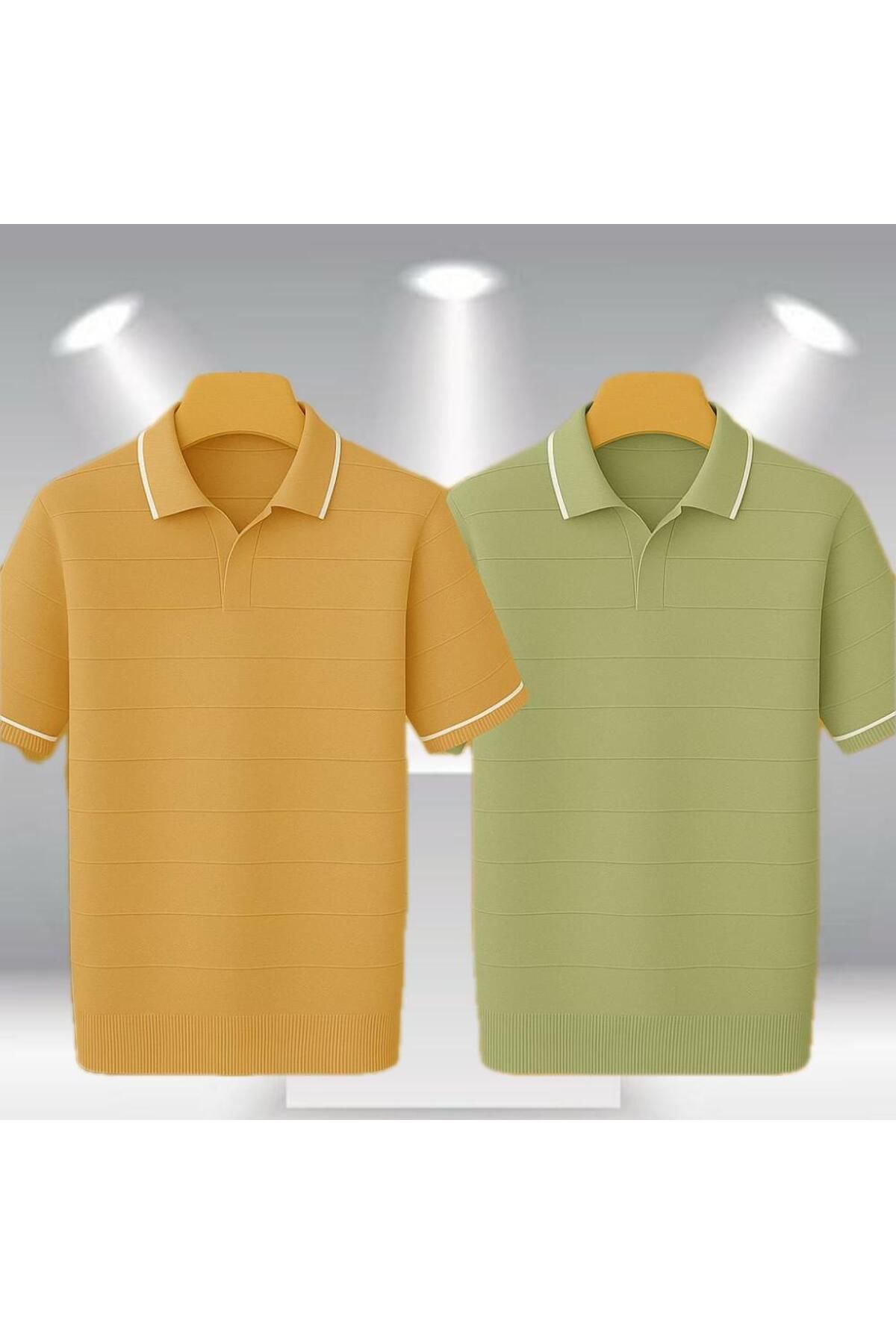 LC Waikiki 2'li Avantaj Paket Polo Yaka Kısa Kollu Çizgili Erkek Yazlık Triko Tişört / T-shirt