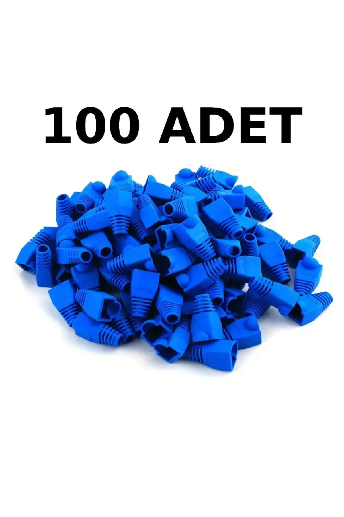 Derwell 100'lü Paket Rj45 Cat6 Cat6e Cat5 Cat5e Ethernet Ağ Kablosu Koruma Cover Kılıfı Kablo Konektörü Mavi