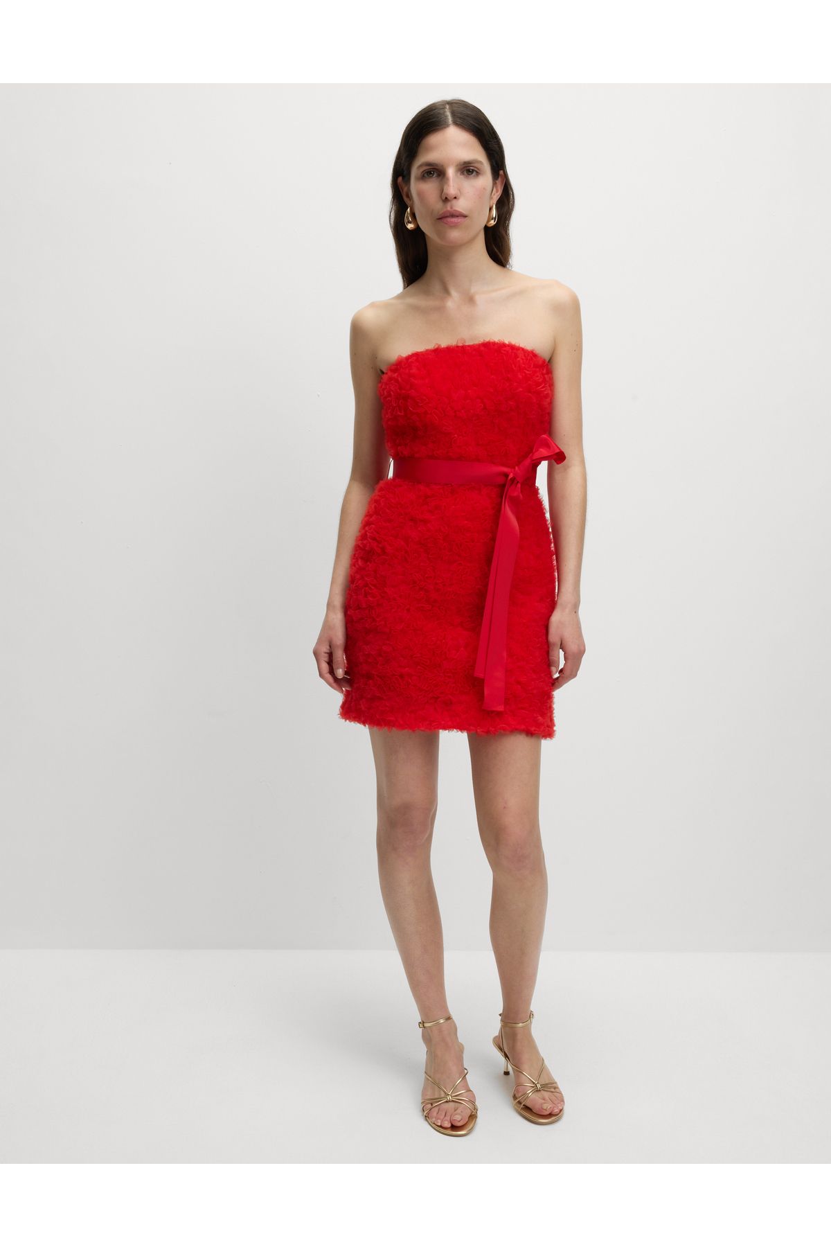 Marks & Spencer Dokulu Fiyonk Detaylı Mini Elbise