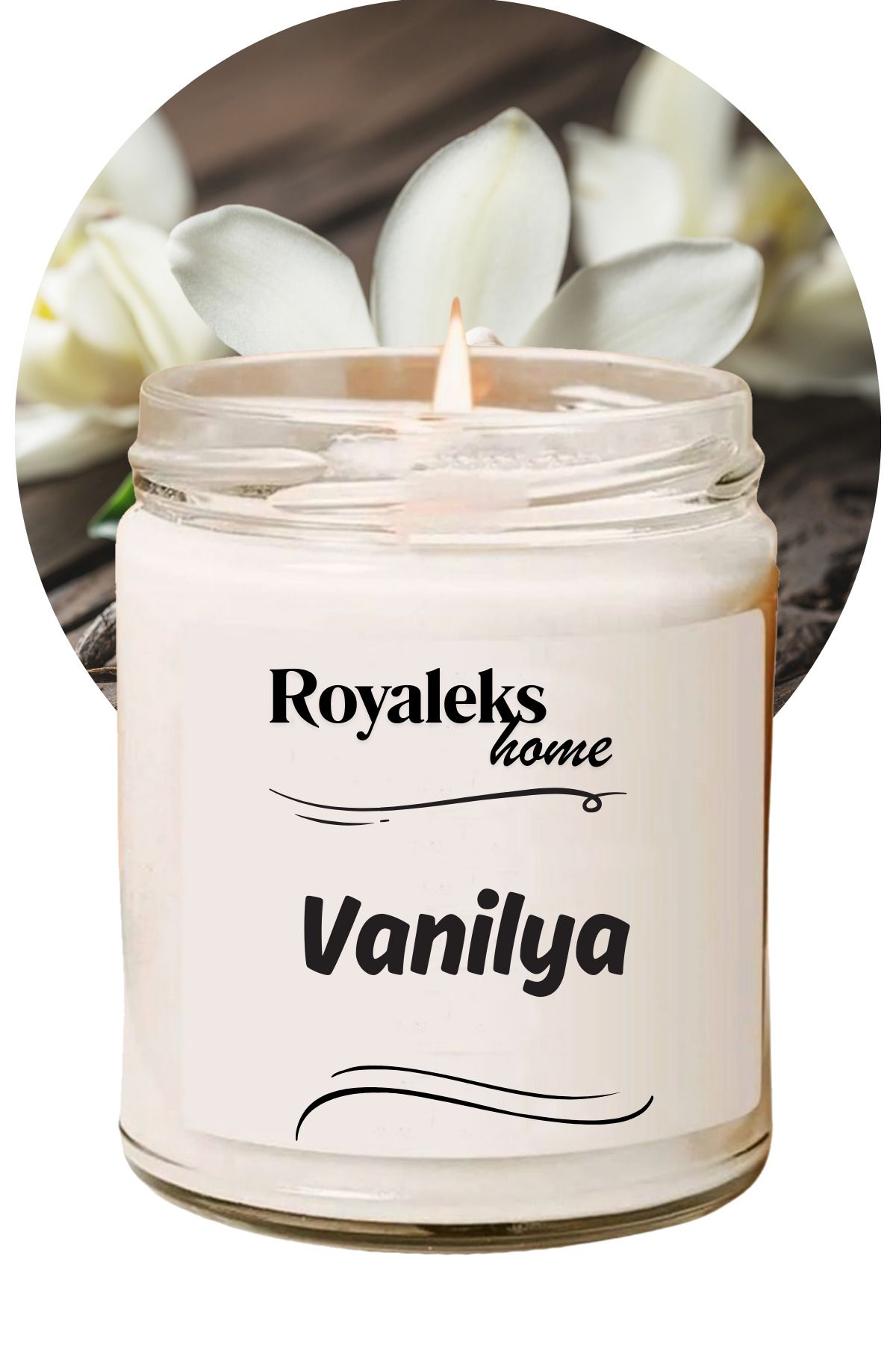 Royaleks Doğal Özel Seri Kokulu Dekoratif Kavanoz Mum 210 cc - Vanilya - RYL
