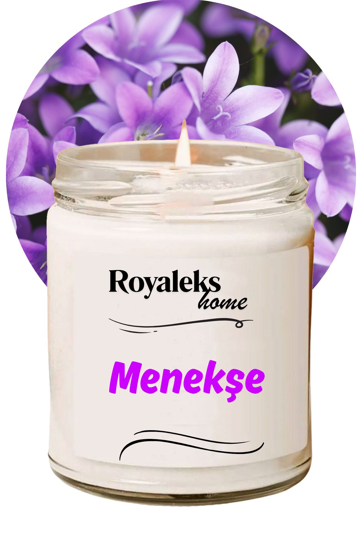 Royaleks Doğal Özel Seri Kokulu Dekoratif Kavanoz Mum 210 cc - Menekşe Esansı - RYL