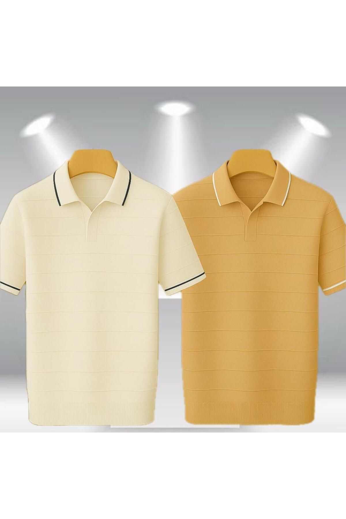 LC Waikiki 2'li Avantaj Paket Polo Yaka Kısa Kollu Çizgili Erkek Yazlık Triko Premium Tişört / T-shirt