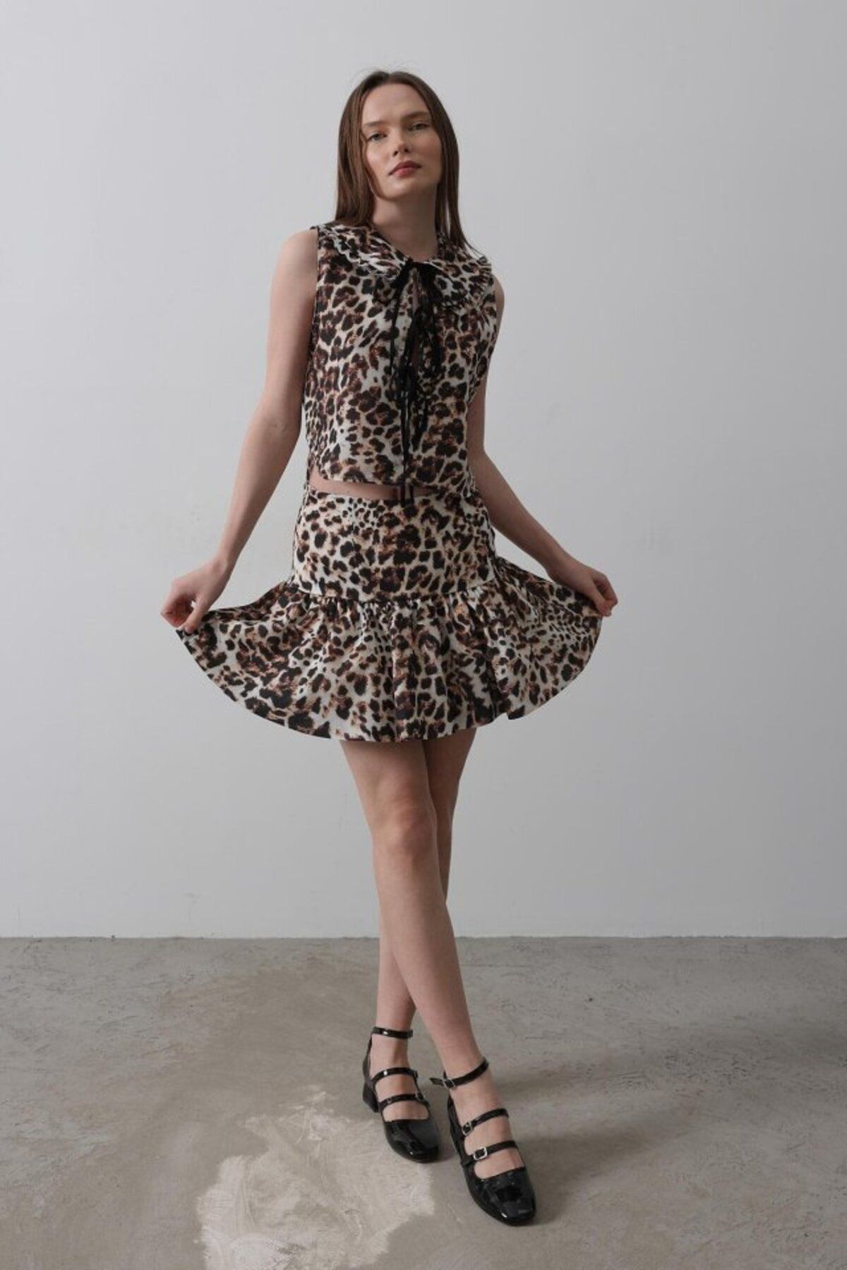 POLEXP Leopar Desen Mini Etek - Leopar