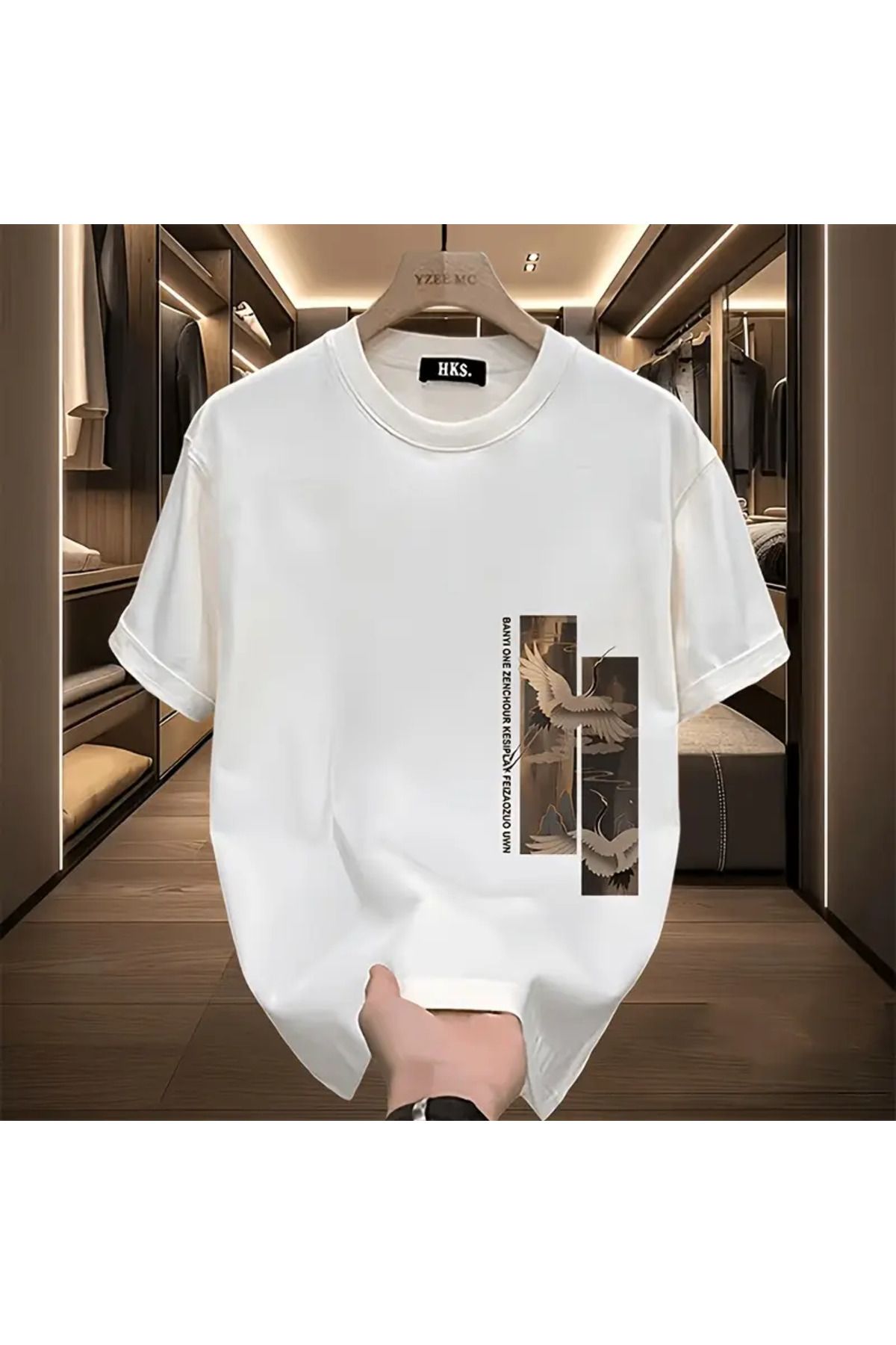 LAND MODA Erkekler için Ağır Ağırlıkta %100 Pamuklu Grafik Baskılı Tişört - Yazlık Rahat Kesim