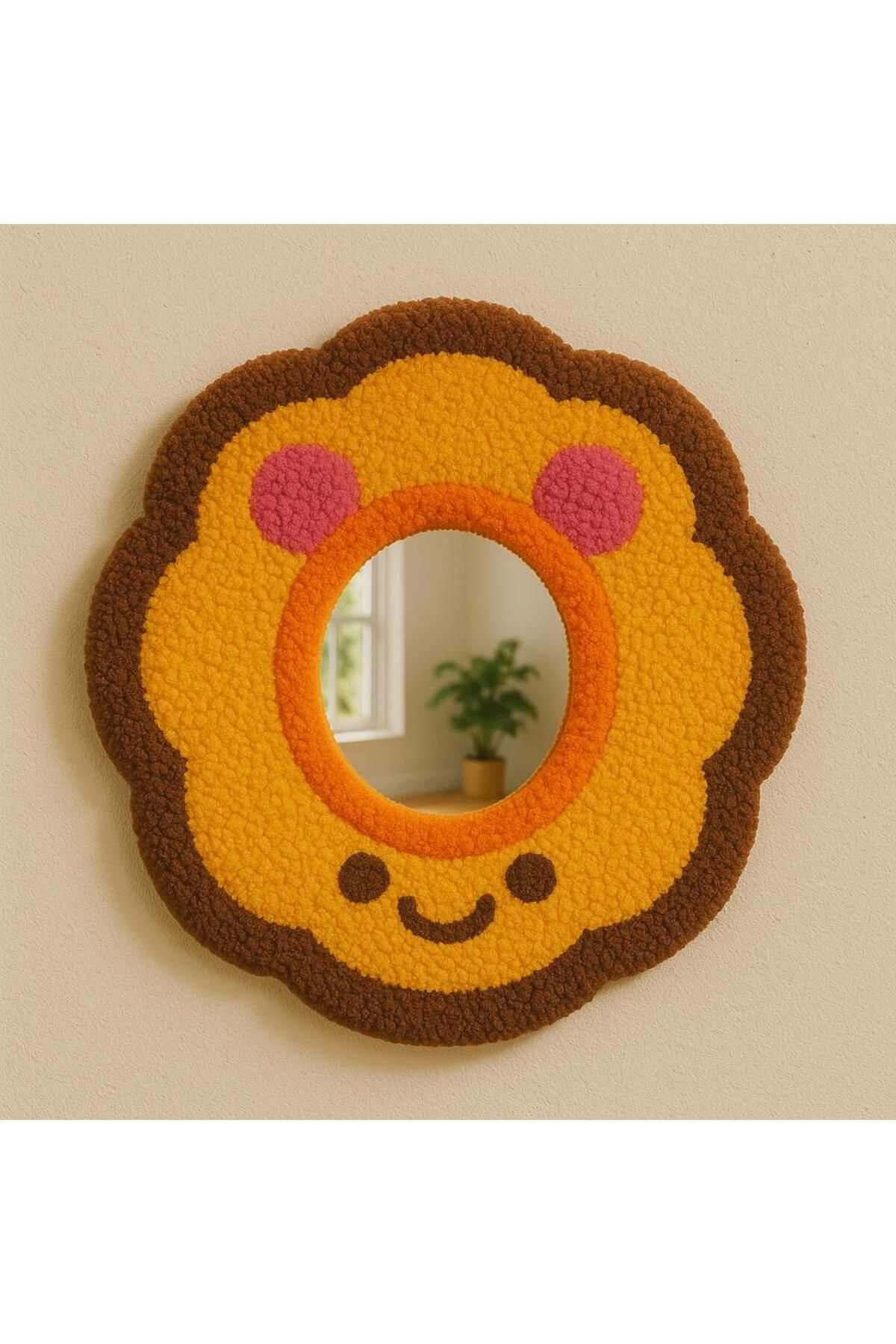 Afro Dekorasyon Tufting Ayna , Tasarım Ayna , Hediyelik Dekor Ayna ,Bohem Retro Ayna