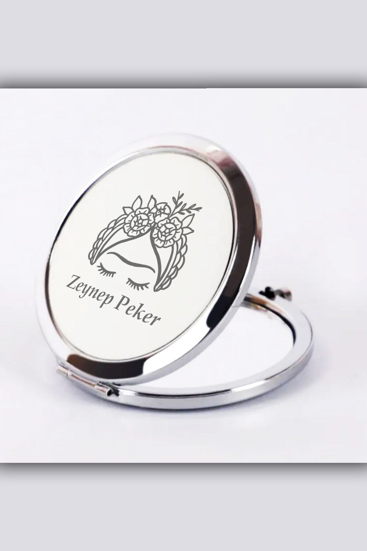 İŞTE BU Kişiye Özel İsimli Frida Kahlo Baskılı Daire Metal Ayna Çanta, Cep ve Makyaj Aynası