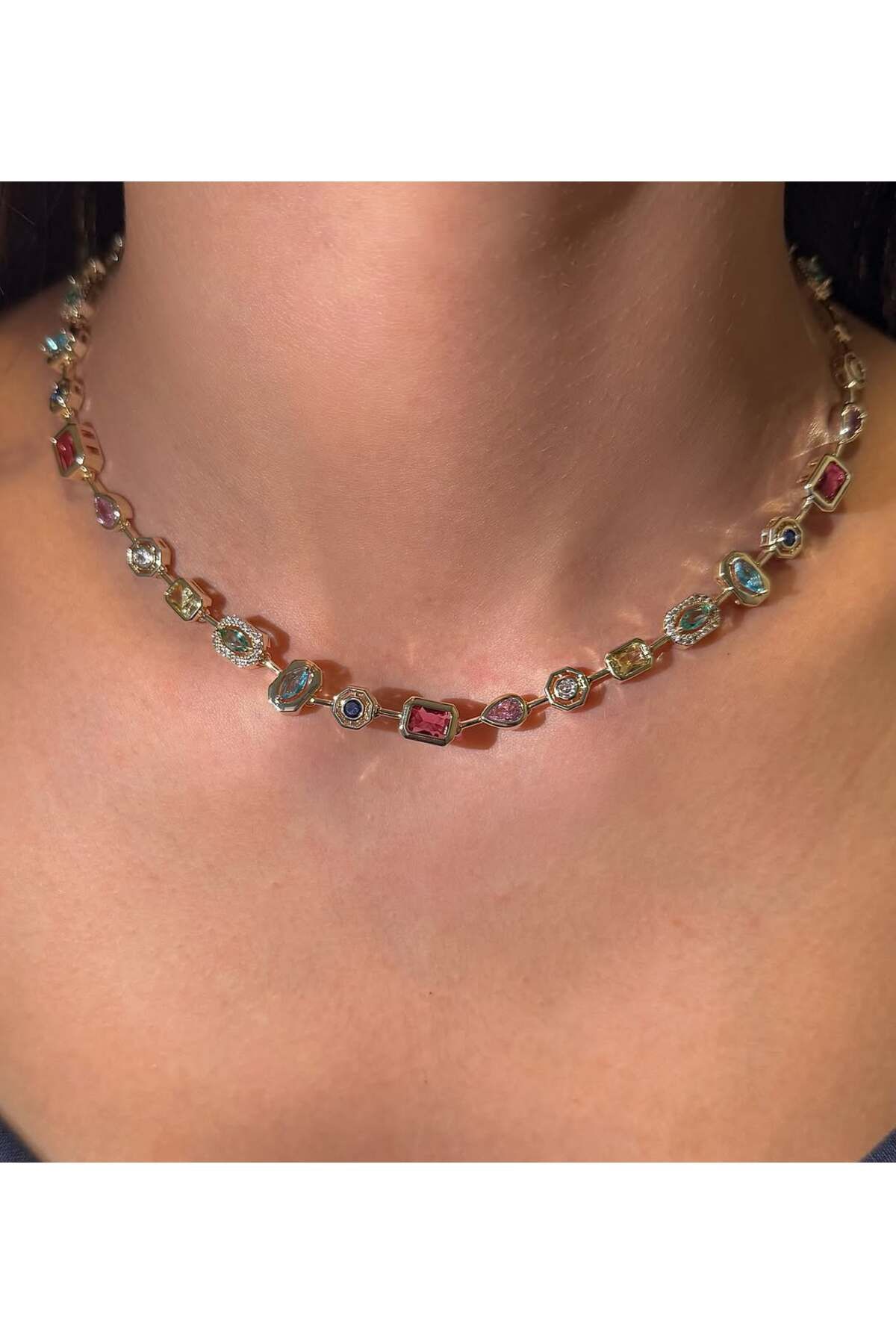 Homedesignconseptt Jewelry Renkli Taşlı Baget Kolye