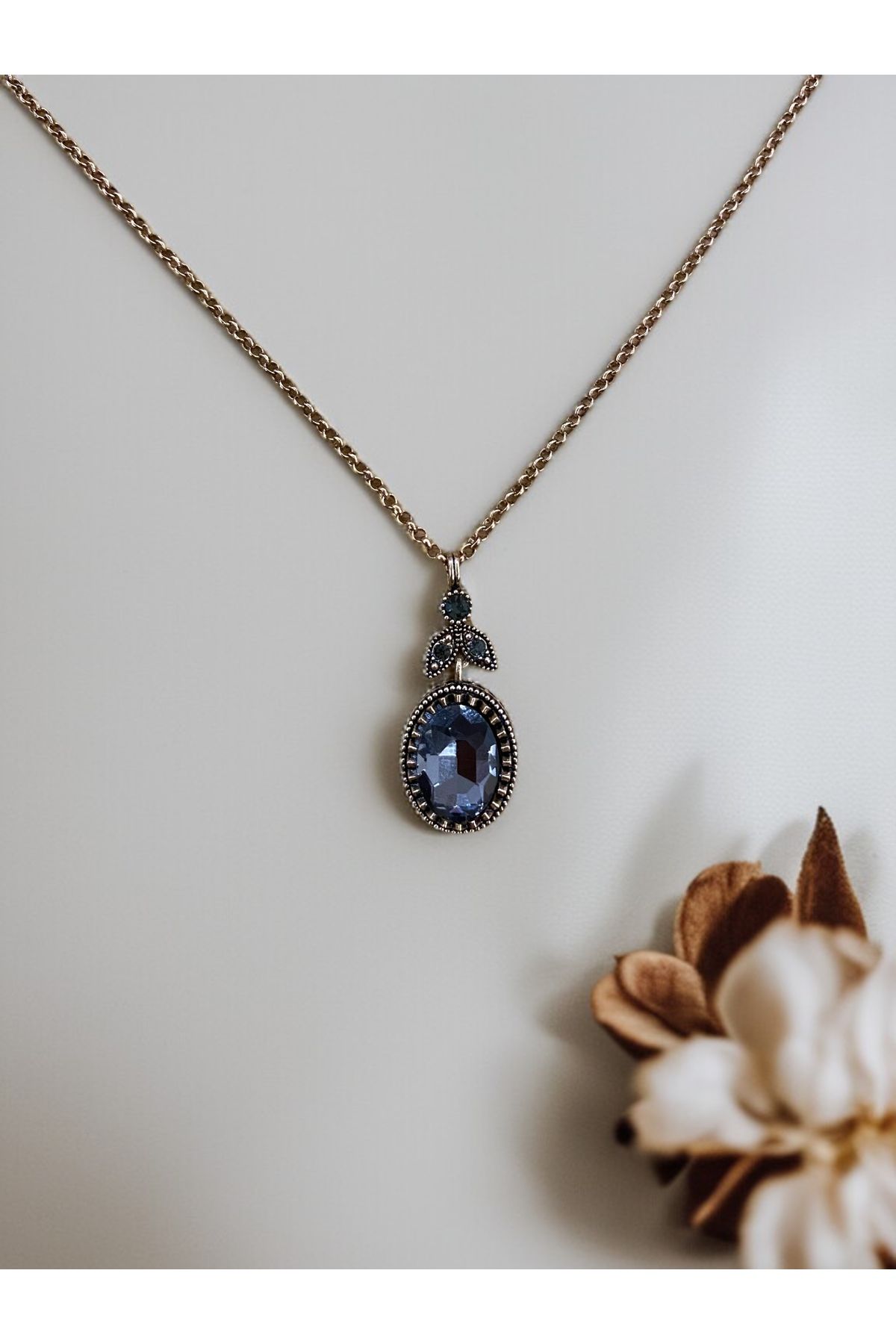 FAYRA ACCESSORIES Kristal Taşlı Oval Kesim Kolye