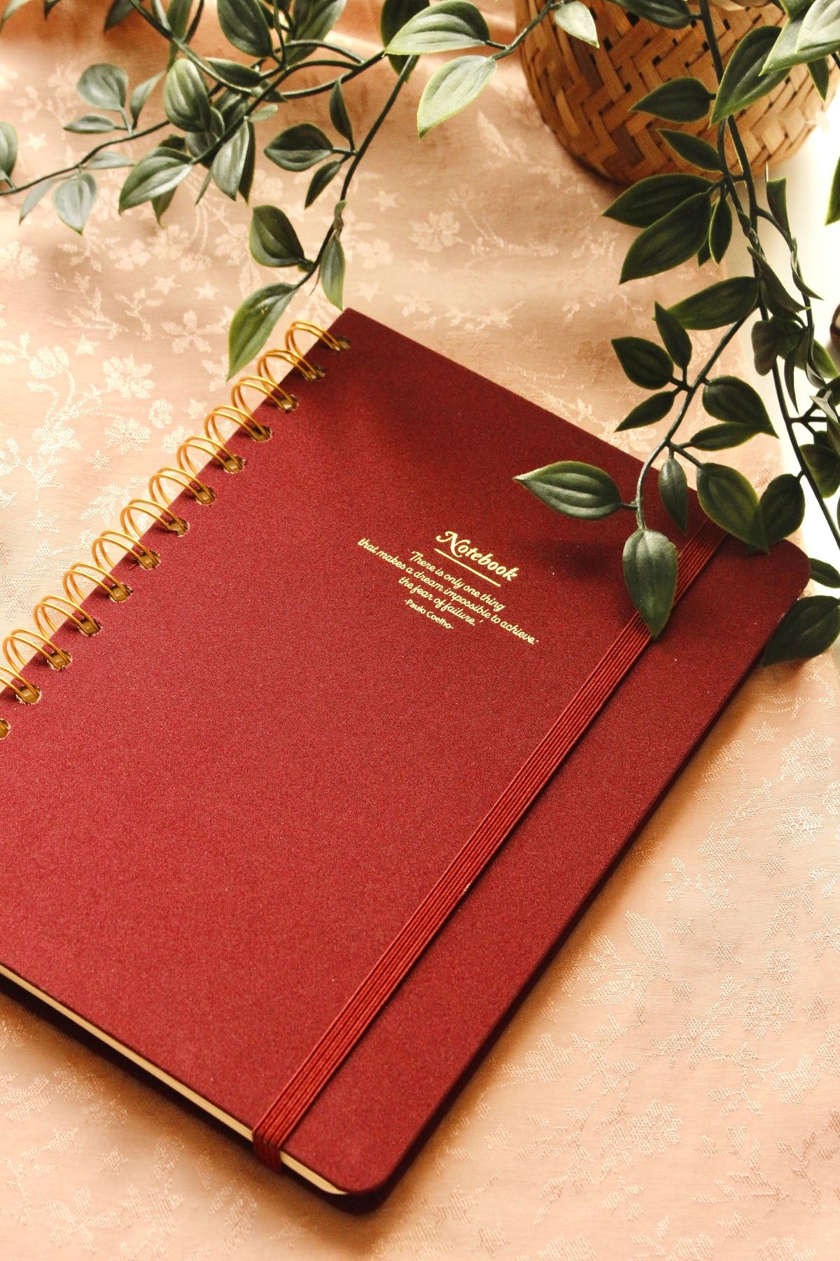 Nova Crafts-Canvas Claret Red Notebook Spiral Patterned Notebook 2