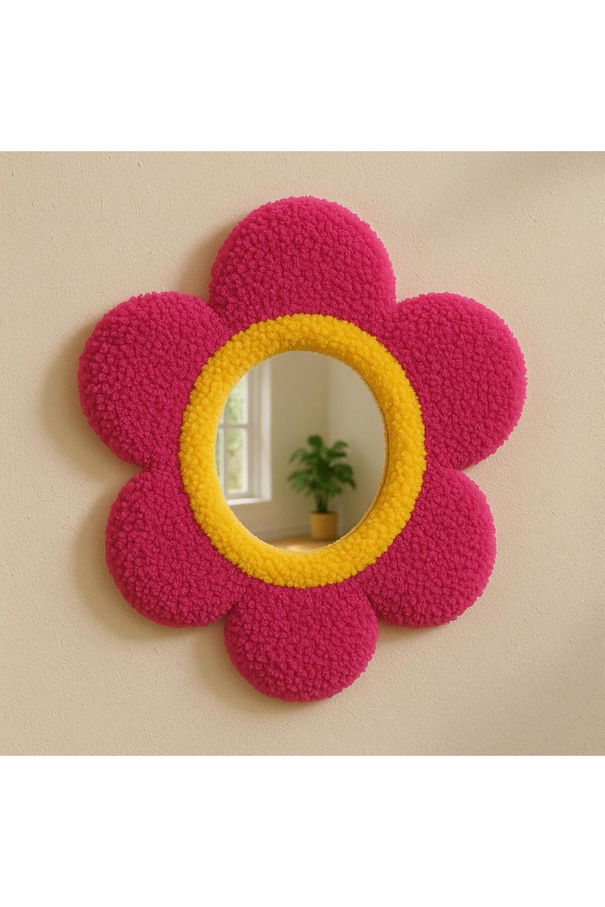 Afro Dekorasyon Tufting Ayna , Tasarım Ayna , Hediyelik Dekor Ayna ,Bohem Retro Ayna