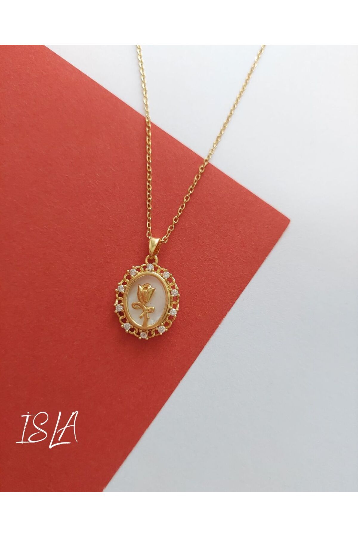 shop ARKASI DOLU LALE ÇELİK KOLYE
